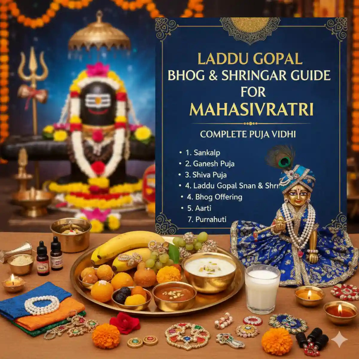 महाशिवरात्रि 2026 के लिए लड्डू गोपाल भोग और श्रृंगार गाइड | पूरी पूजा विधि