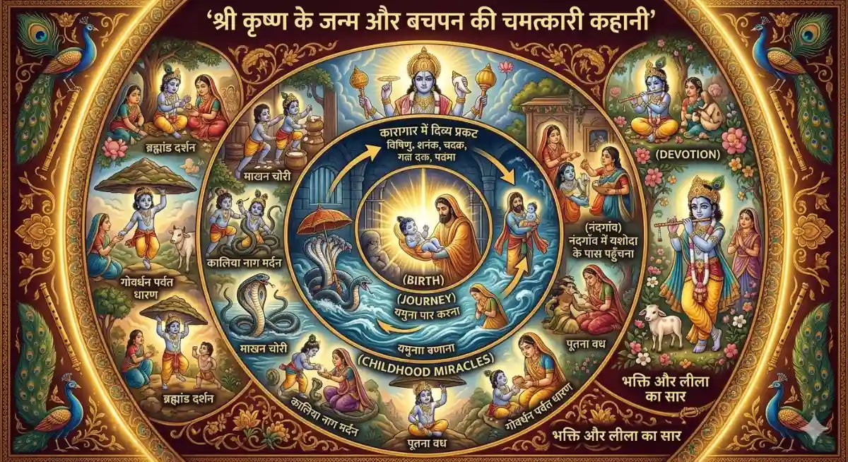 श्री कृष्ण जन्म और बचपन की चमत्कारी कहानी | Krishna Poshak का महत्व