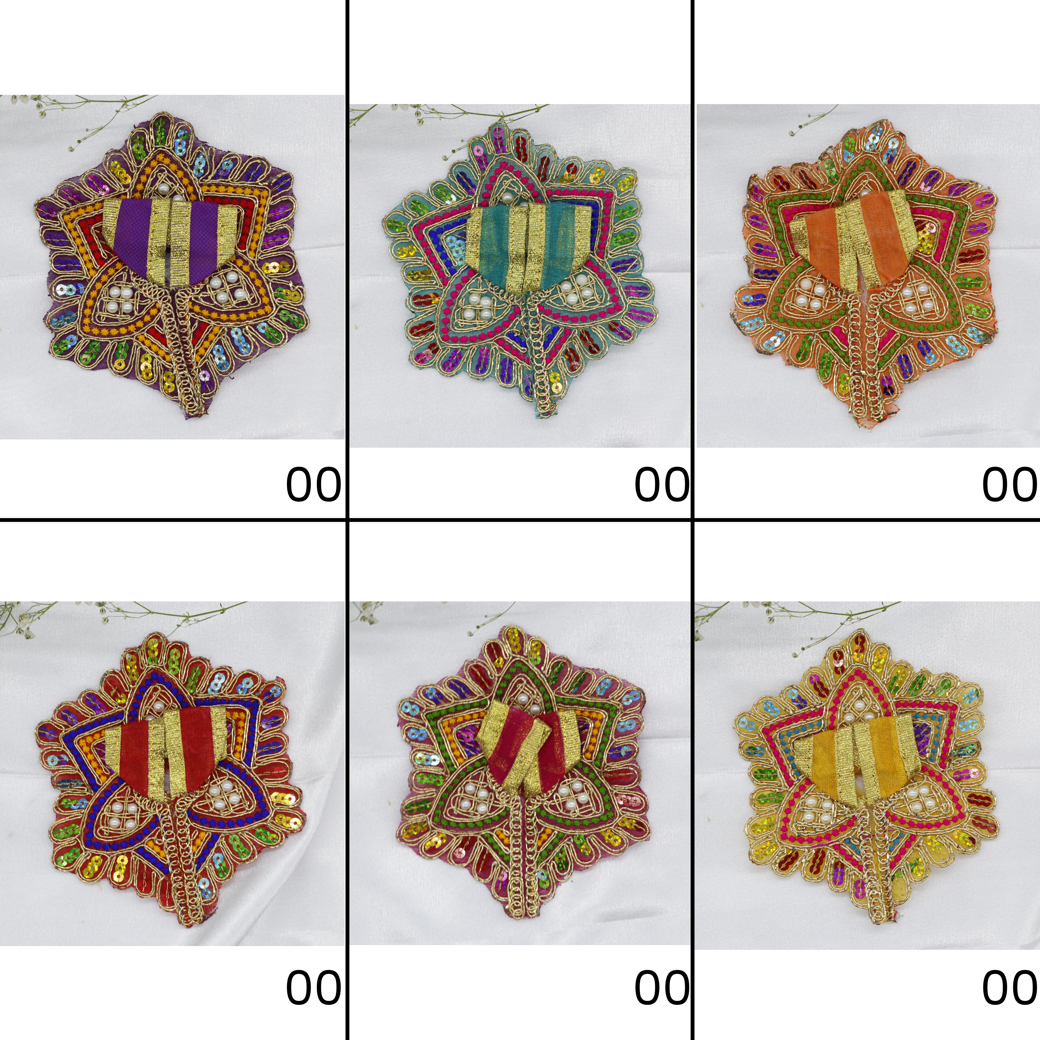 મોતી મંડલ ડિઝાઇન નેટ ફેબ્રિક લાડુ ગોપાલ ડ્રેસ - મિક્સ કલર