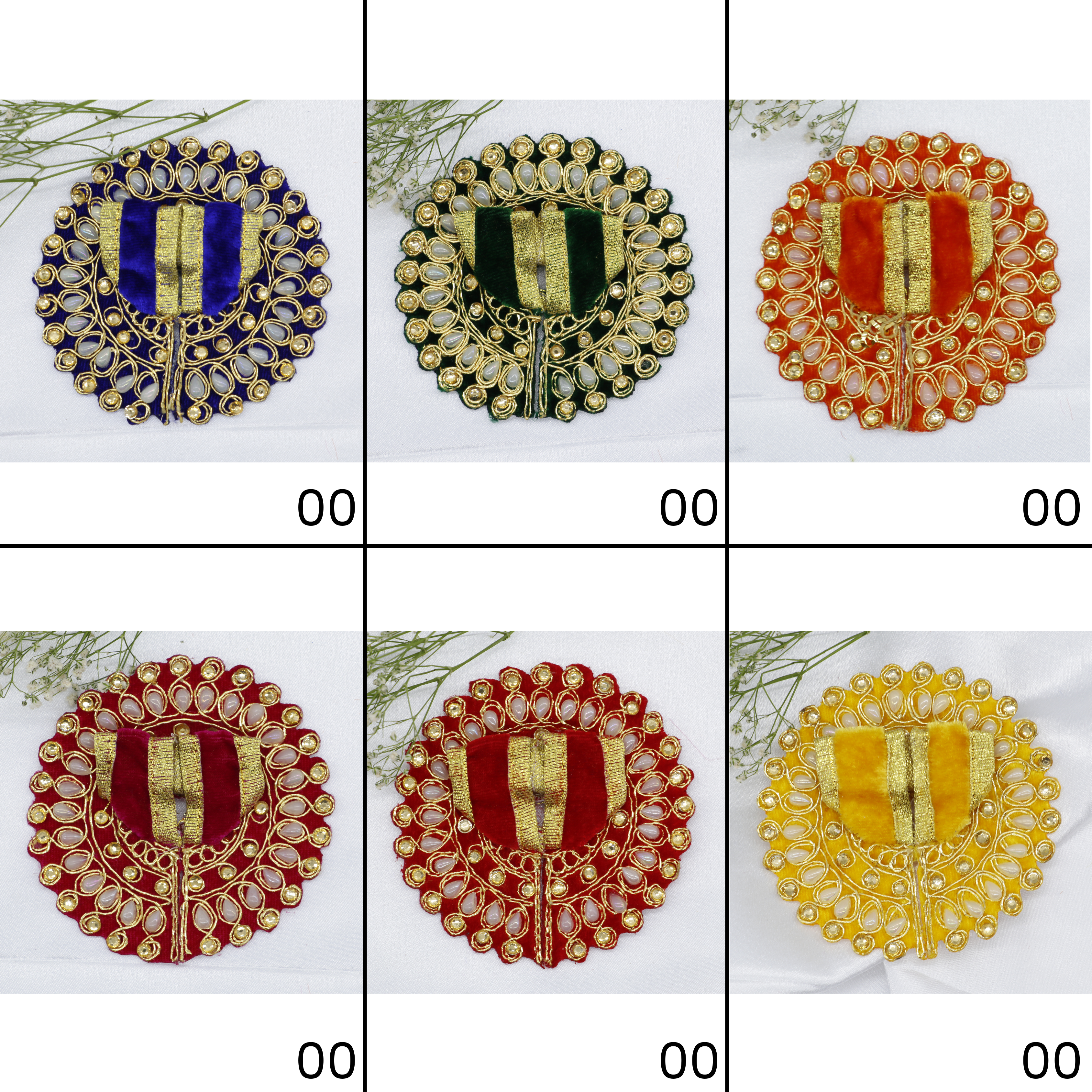 Jhalar Chakra Diamond Work Laddu Gopal Dress - Mix Color/ Pack of 12 (6 X 2)