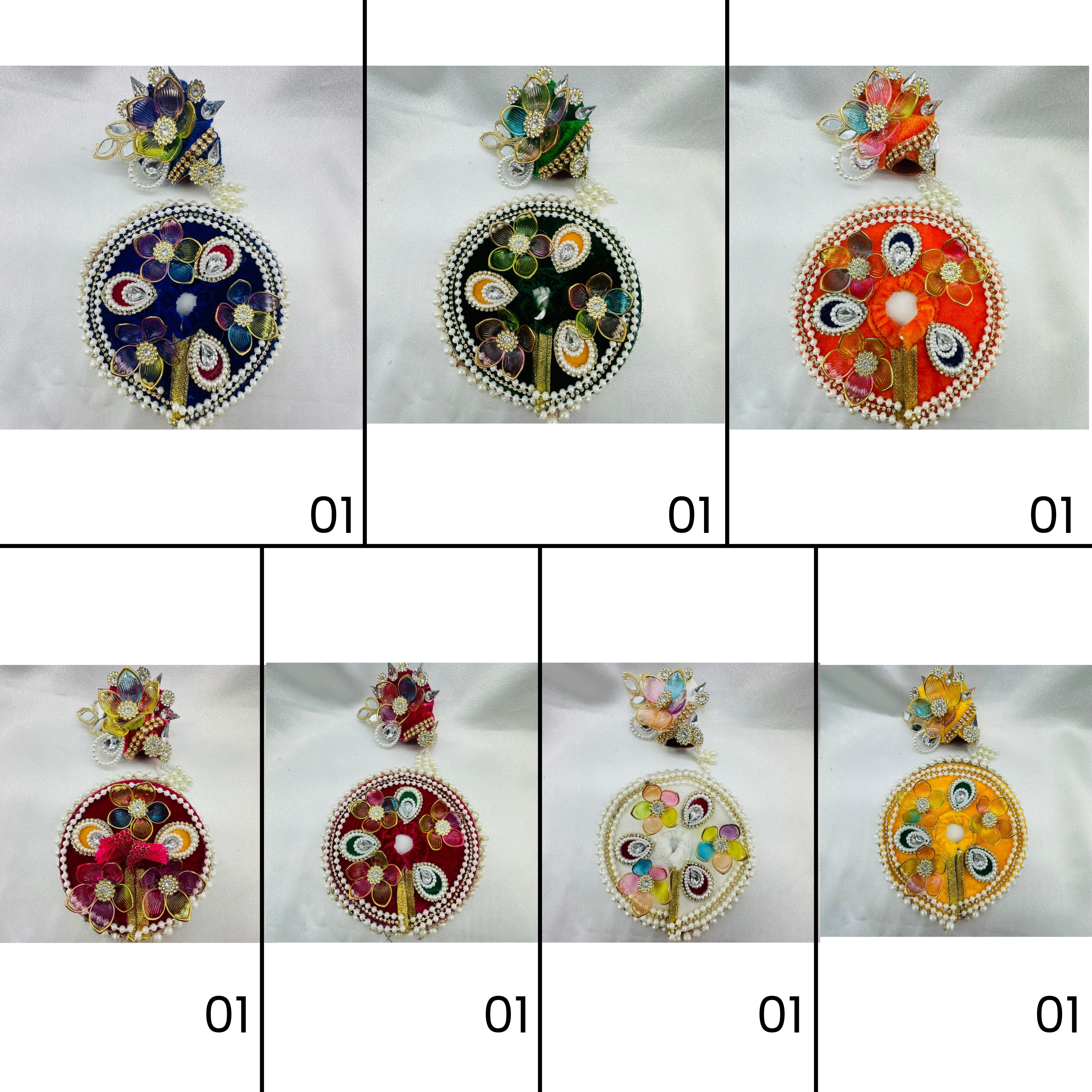 Moti Rekha Poshak With Mukut For Laddu Gopal - Pack of 7