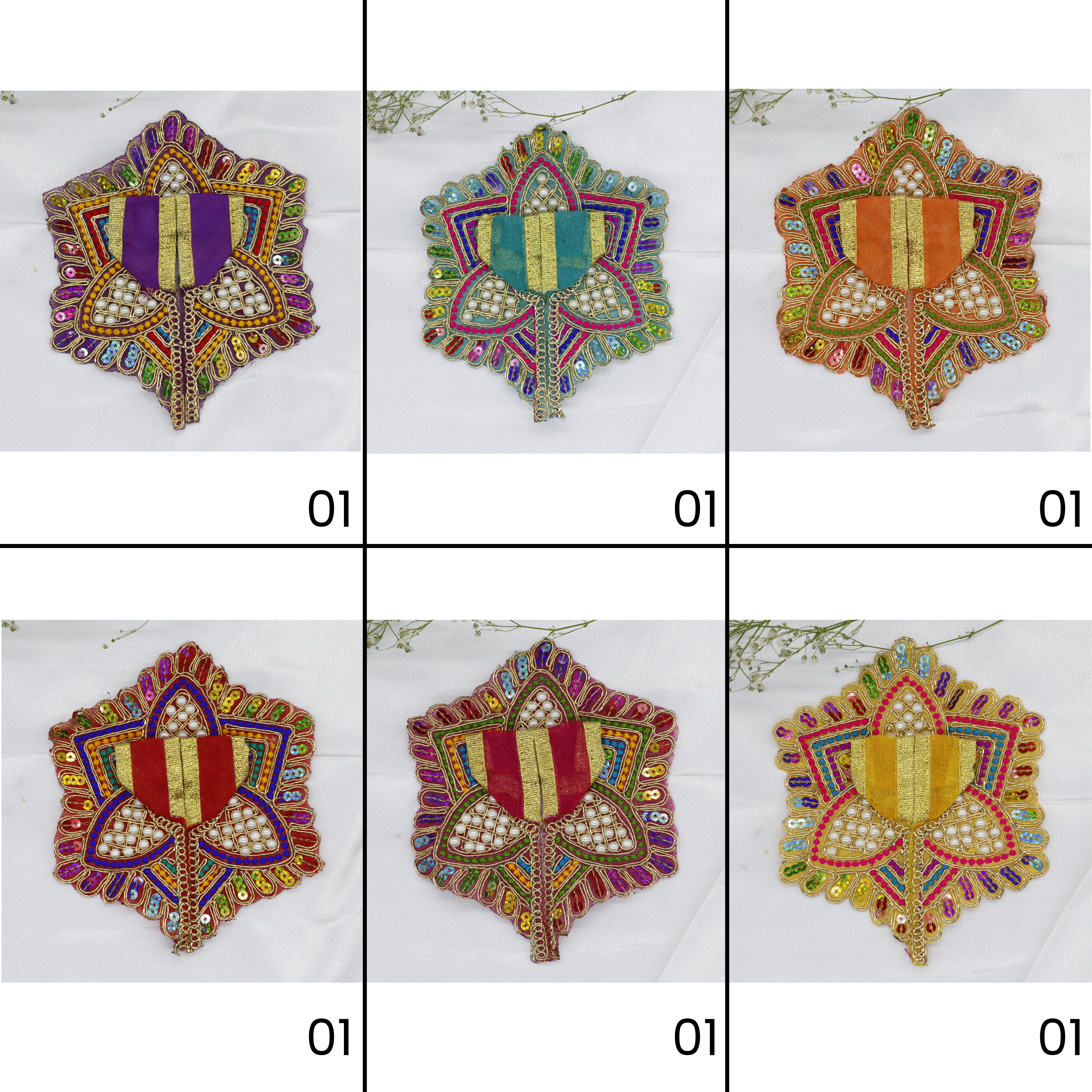 મોતી મંડલ ડિઝાઇન નેટ ફેબ્રિક લાડુ ગોપાલ ડ્રેસ - મિક્સ કલર