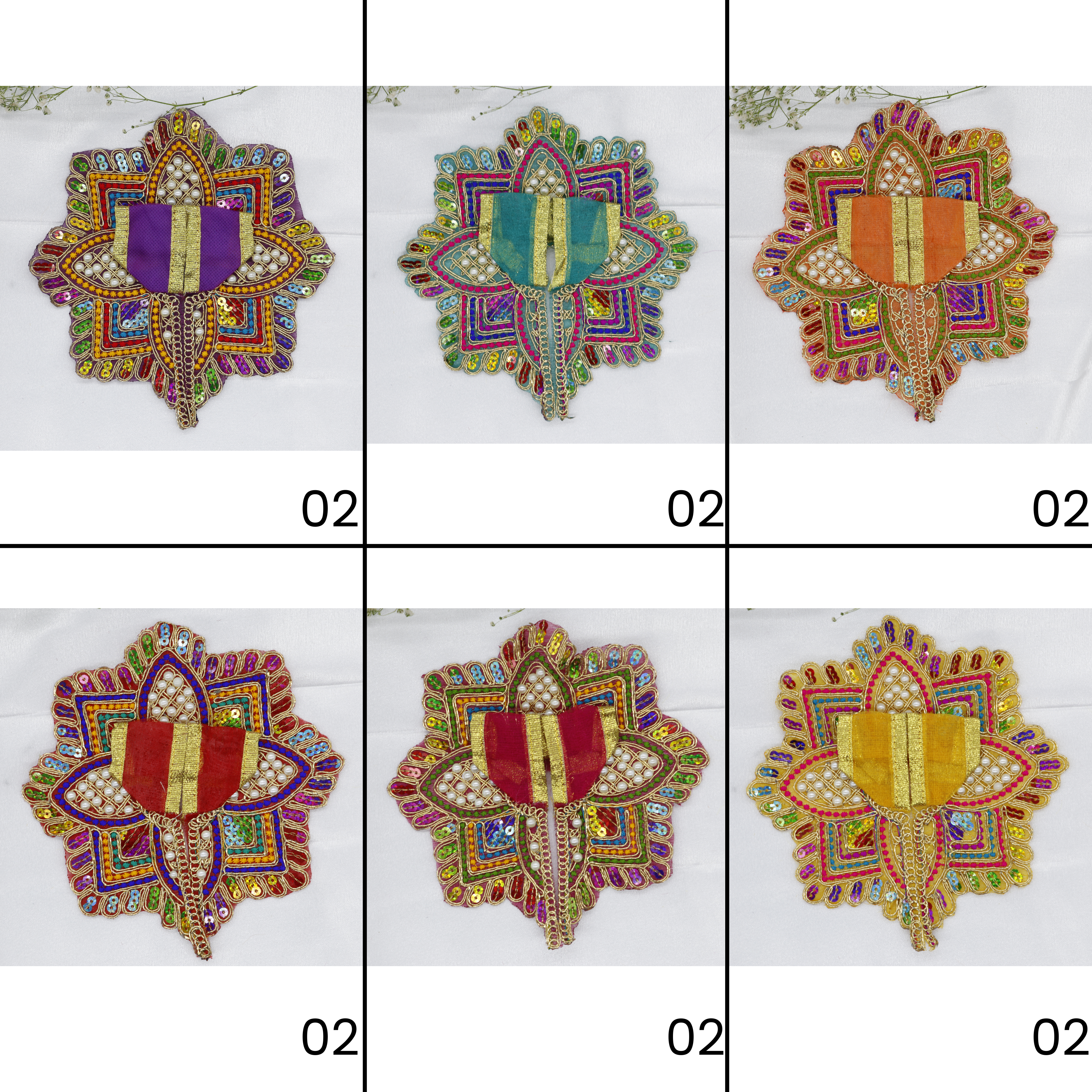 મોતી મંડલ ડિઝાઇન નેટ ફેબ્રિક લાડુ ગોપાલ ડ્રેસ - મિક્સ કલર