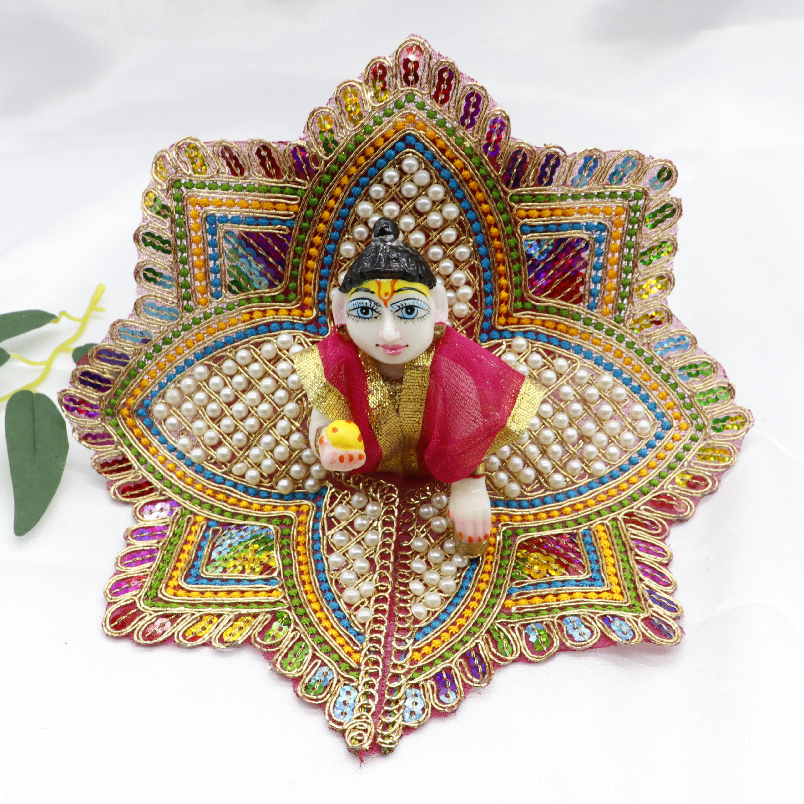 Moti Mandal Design Net Fabric Laddu Gopal Dress