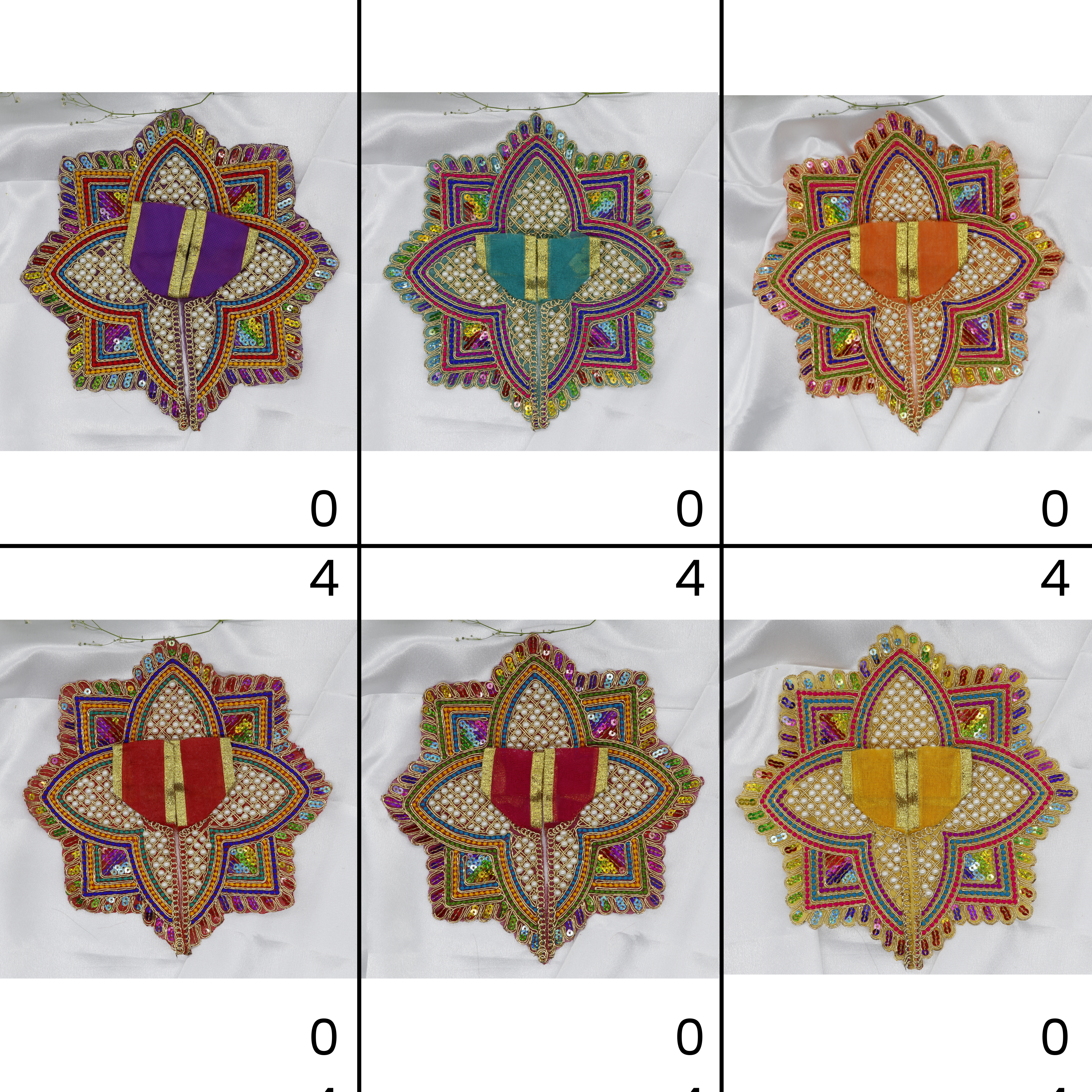 મોતી મંડલ ડિઝાઇન નેટ ફેબ્રિક લાડુ ગોપાલ ડ્રેસ - મિક્સ કલર