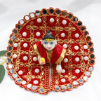 Makhmali Moti Mirror Work Laddu Gopal Dress