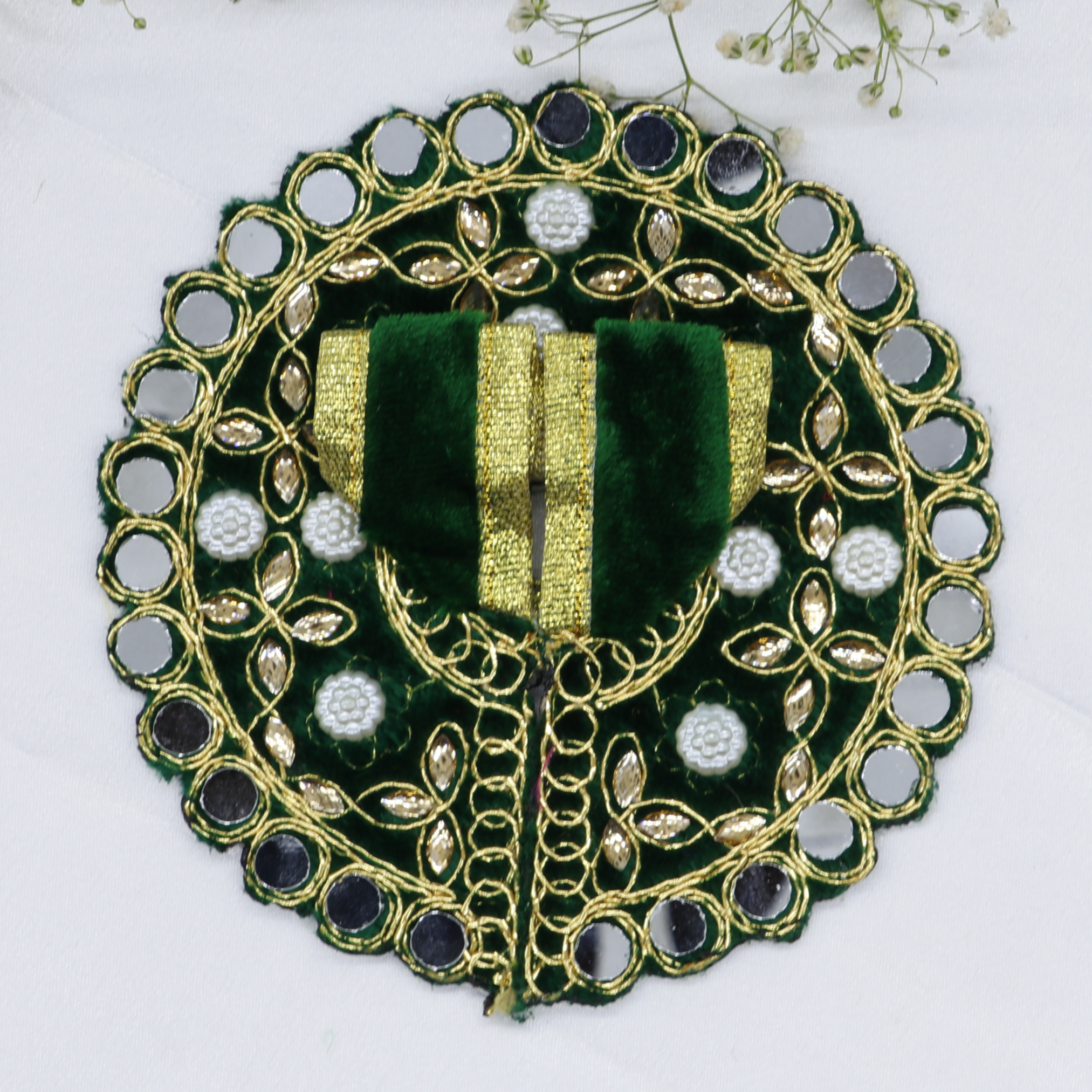 Makhmali Moti Mirror Work Laddu Gopal Dress