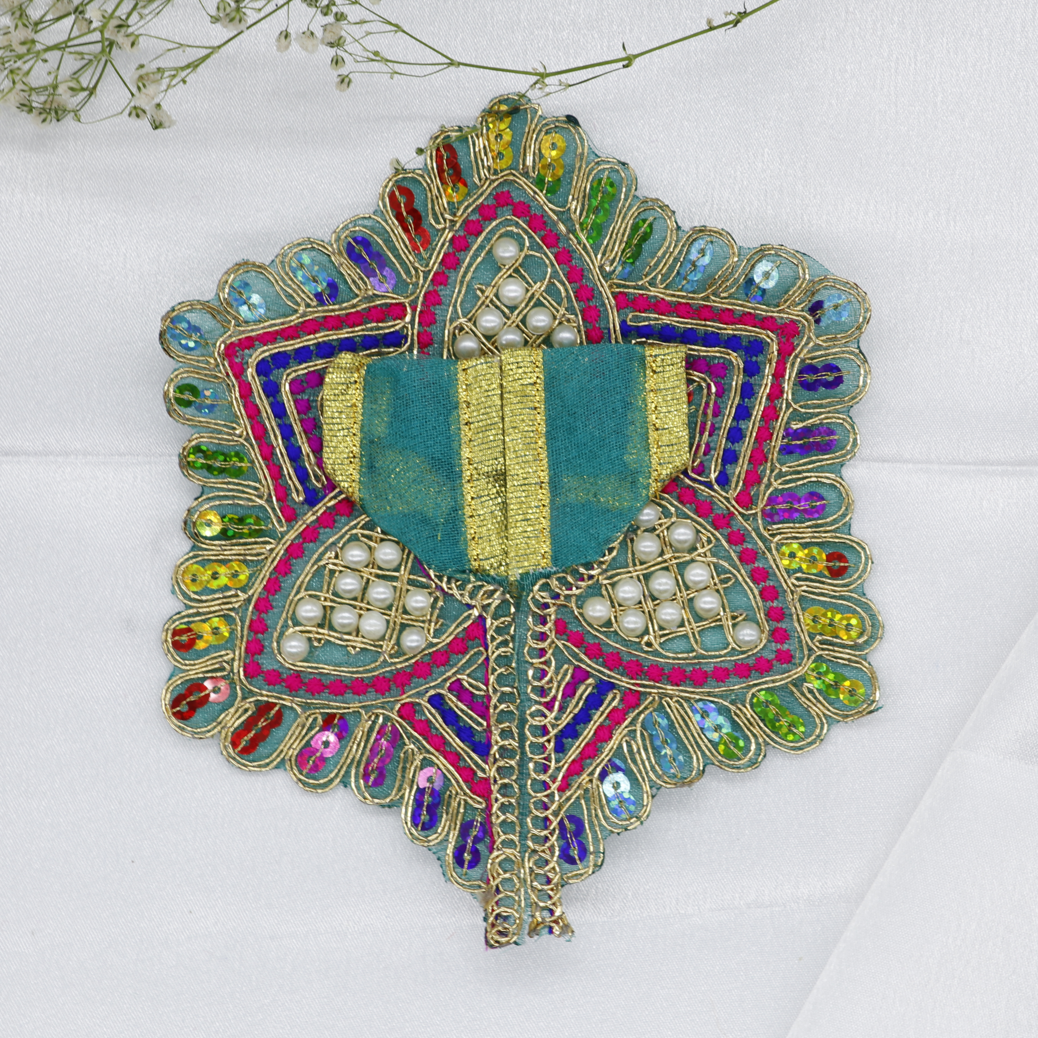 Moti Mandal Design Net Fabric Laddu Gopal Dress