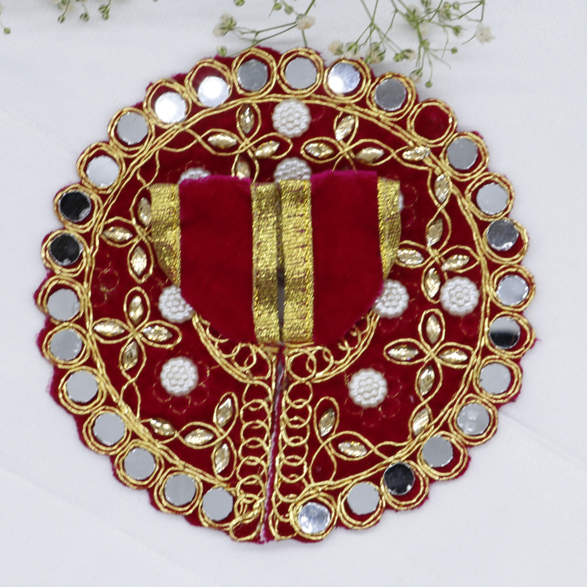 Makhmali Moti Mirror Work Laddu Gopal Dress