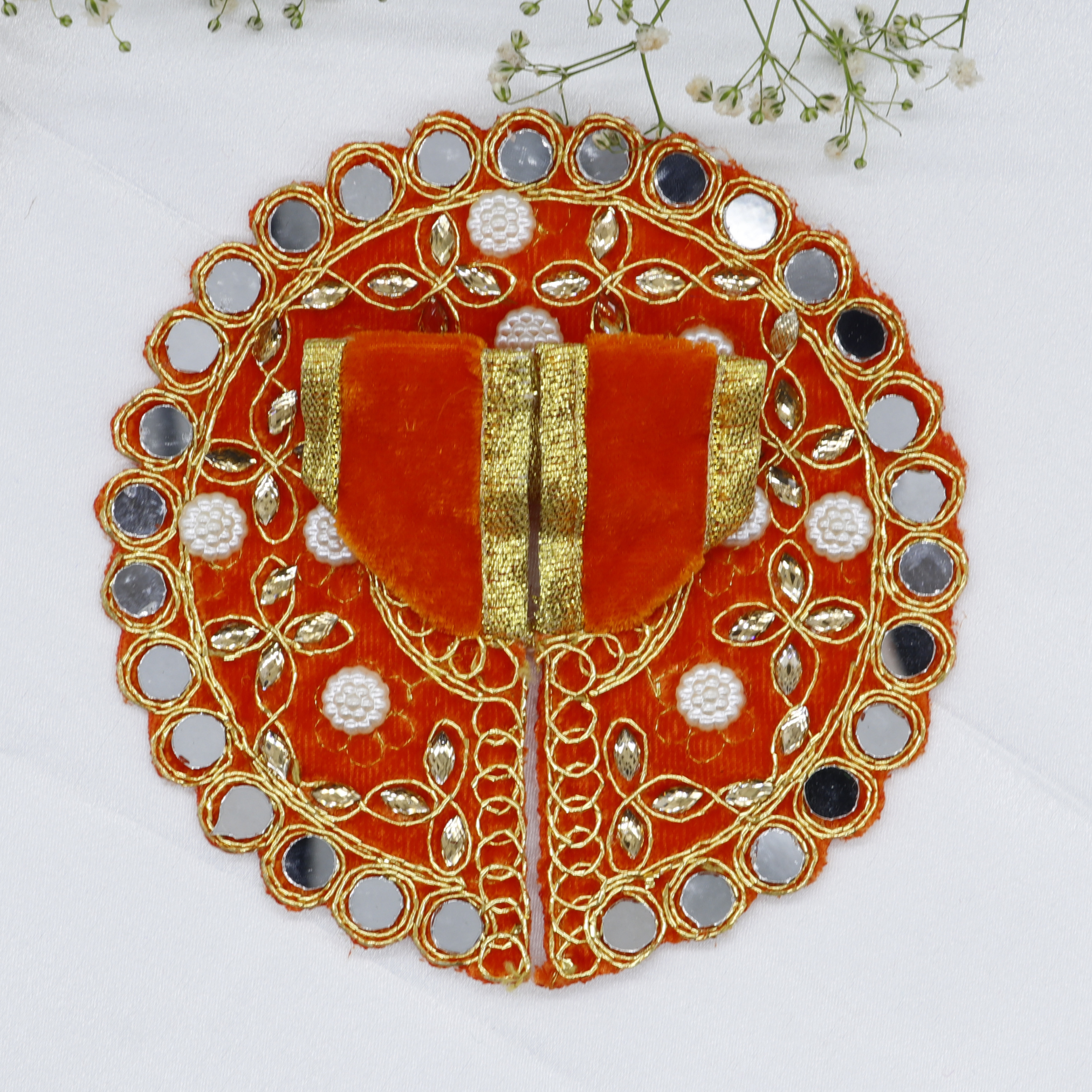 Makhmali Moti Mirror Work Laddu Gopal Dress