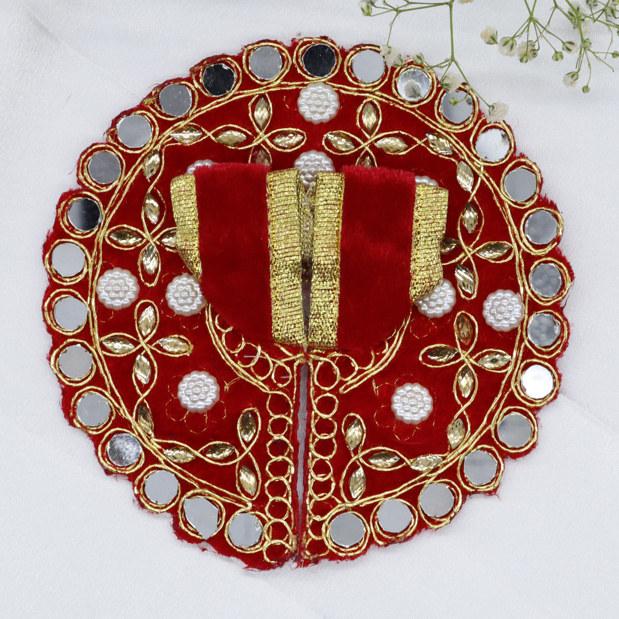 Makhmali Moti Mirror Work Laddu Gopal Dress