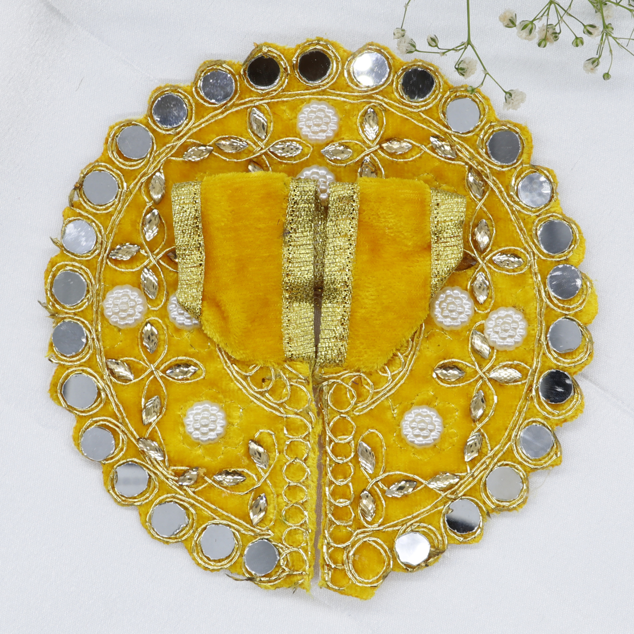 Makhmali Moti Mirror Work Laddu Gopal Dress