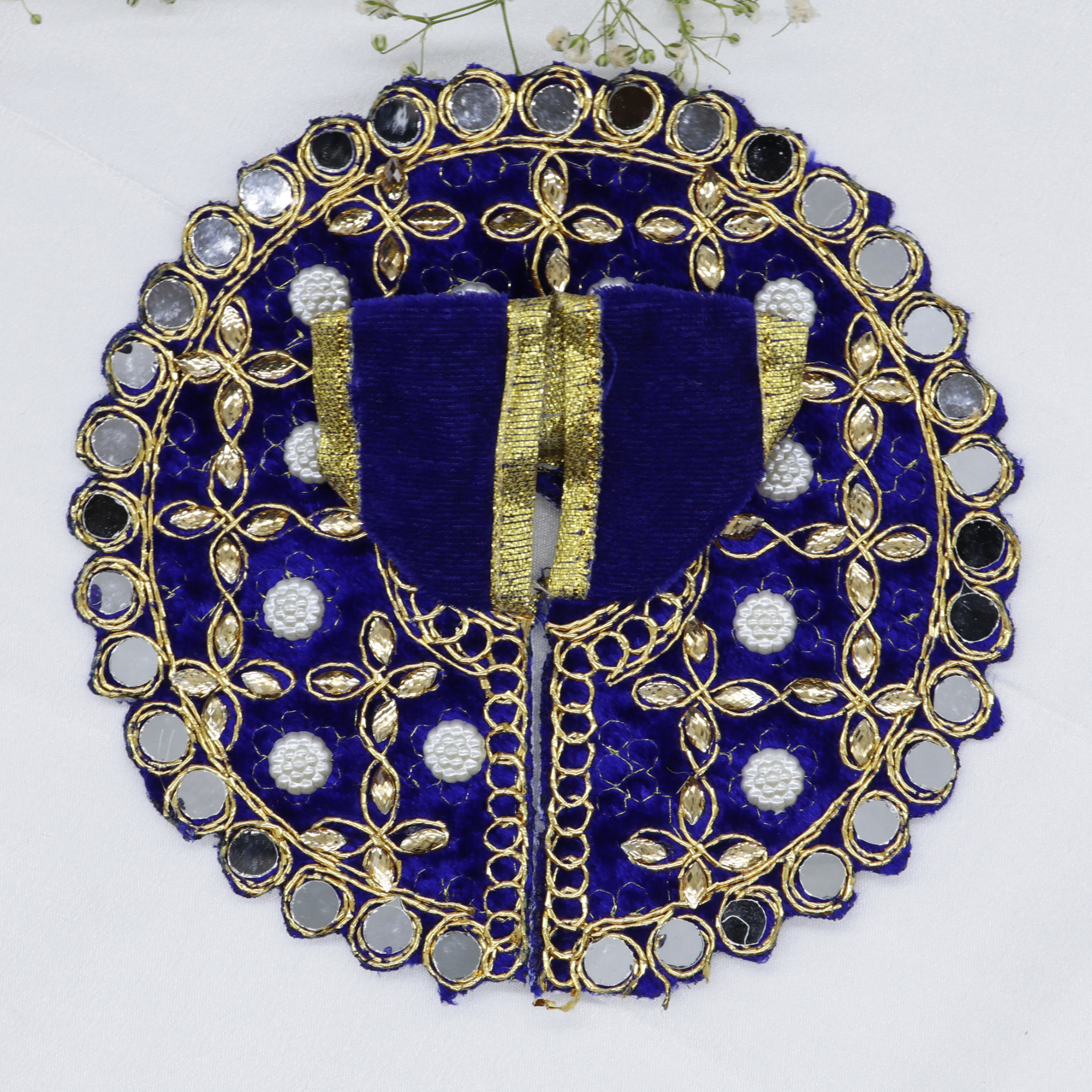 Makhmali Moti Mirror Work Laddu Gopal Dress