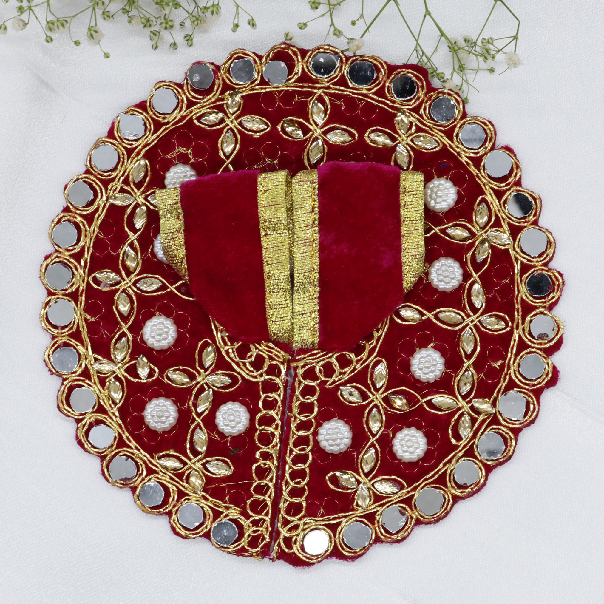 Makhmali Moti Mirror Work Laddu Gopal Dress