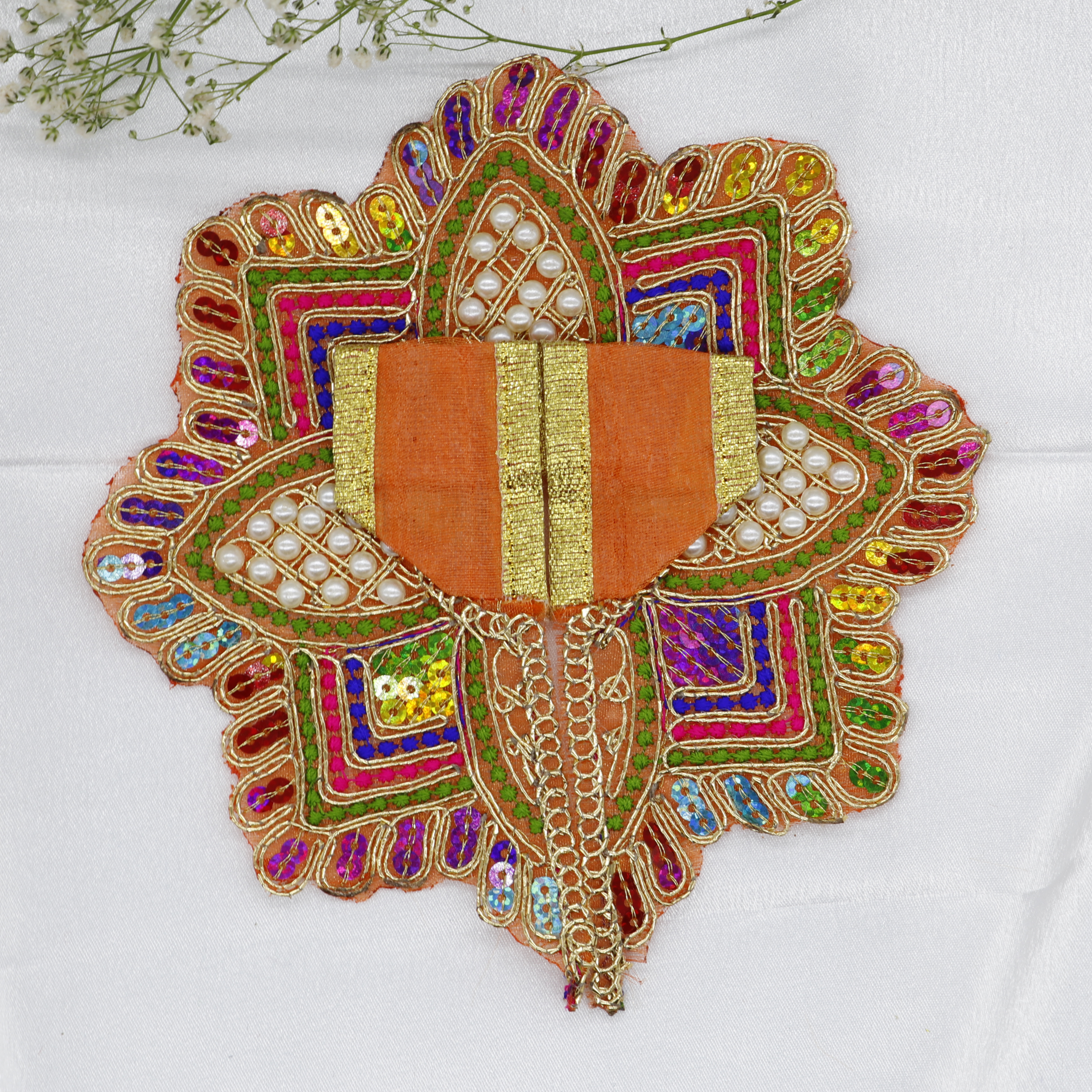 Moti Mandal Design Net Fabric Laddu Gopal Dress