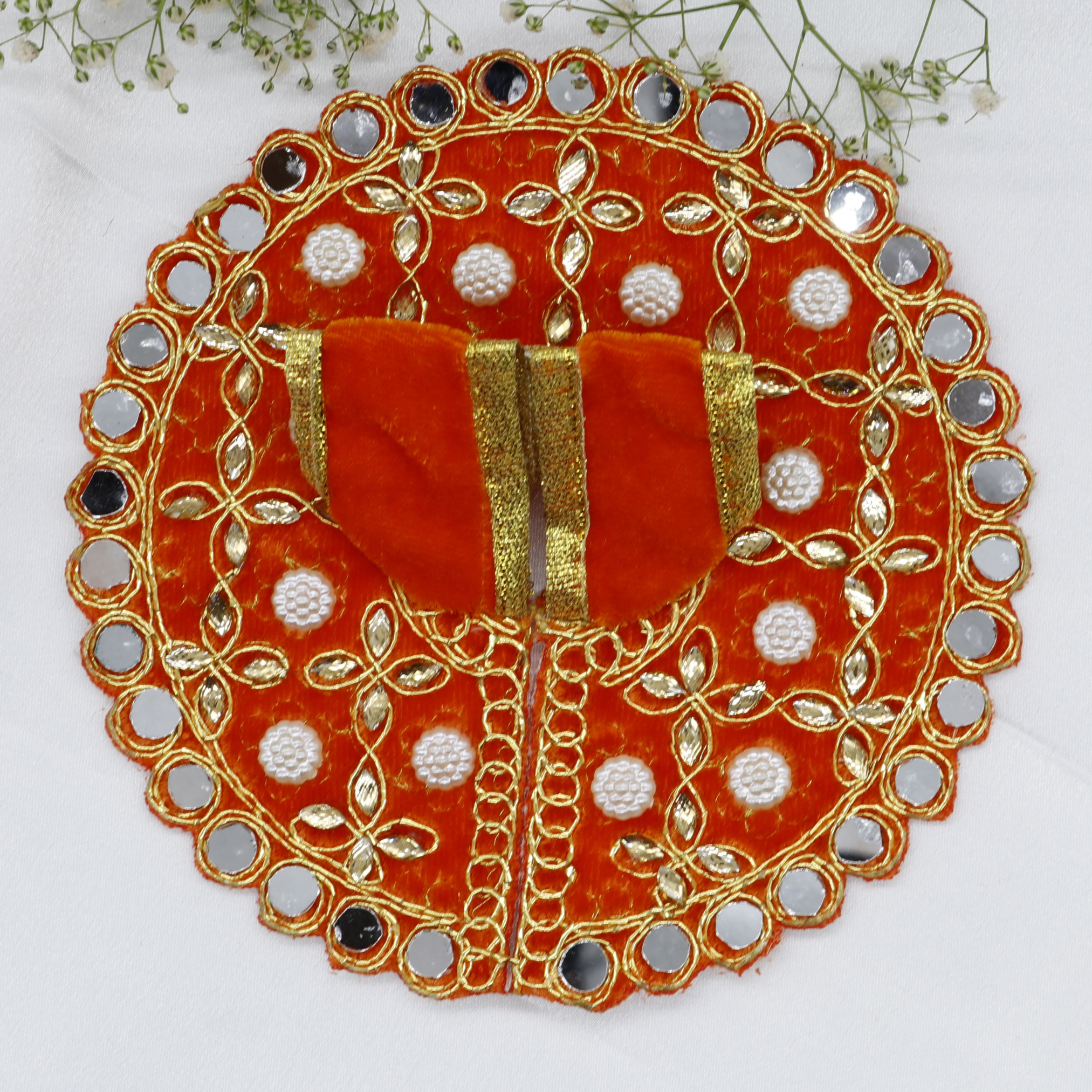 Makhmali Moti Mirror Work Laddu Gopal Dress