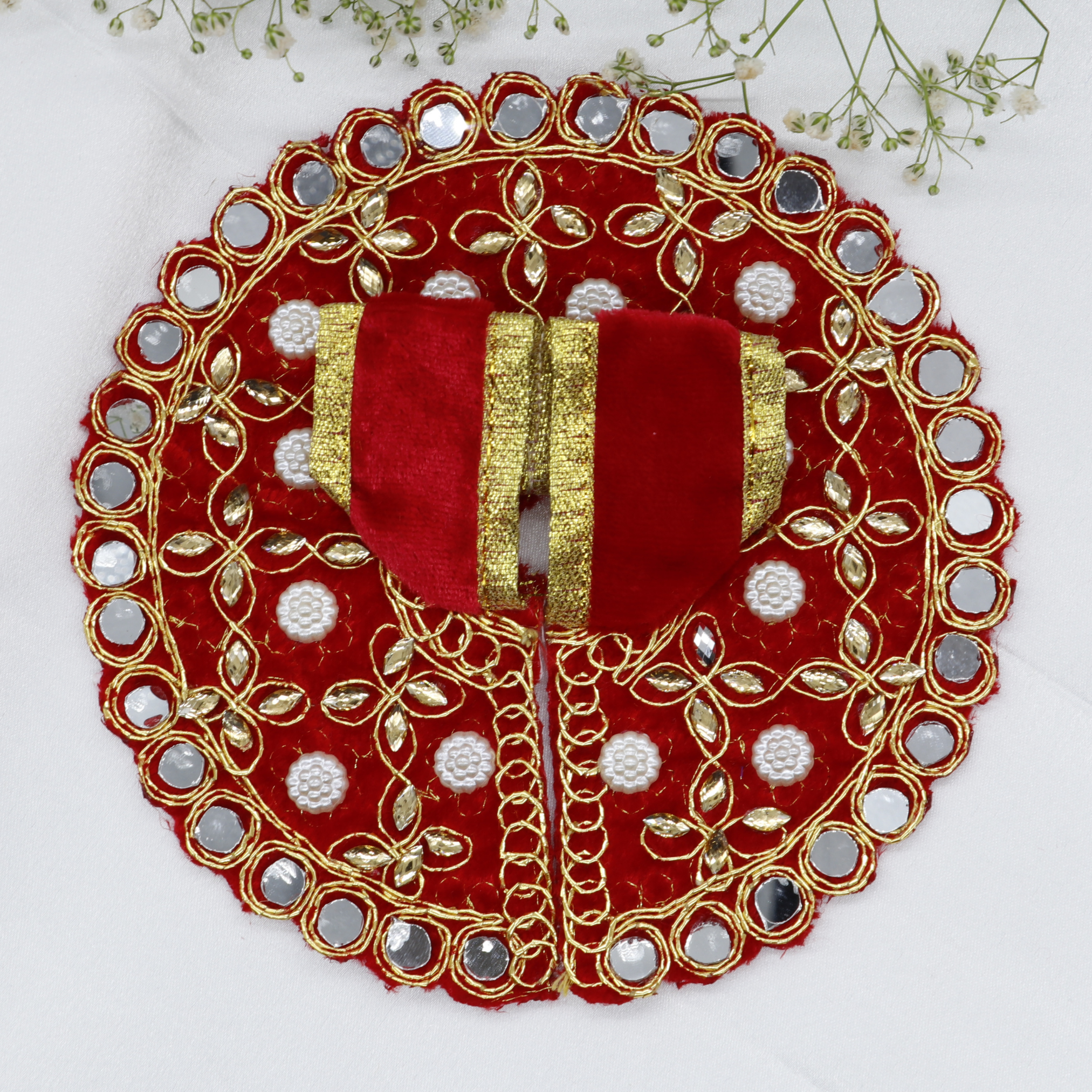 Makhmali Moti Mirror Work Laddu Gopal Dress