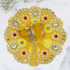 હીરા મોતી વેલ્વેટ બેઝ લાડુ ગોપાલ ડ્રેસ