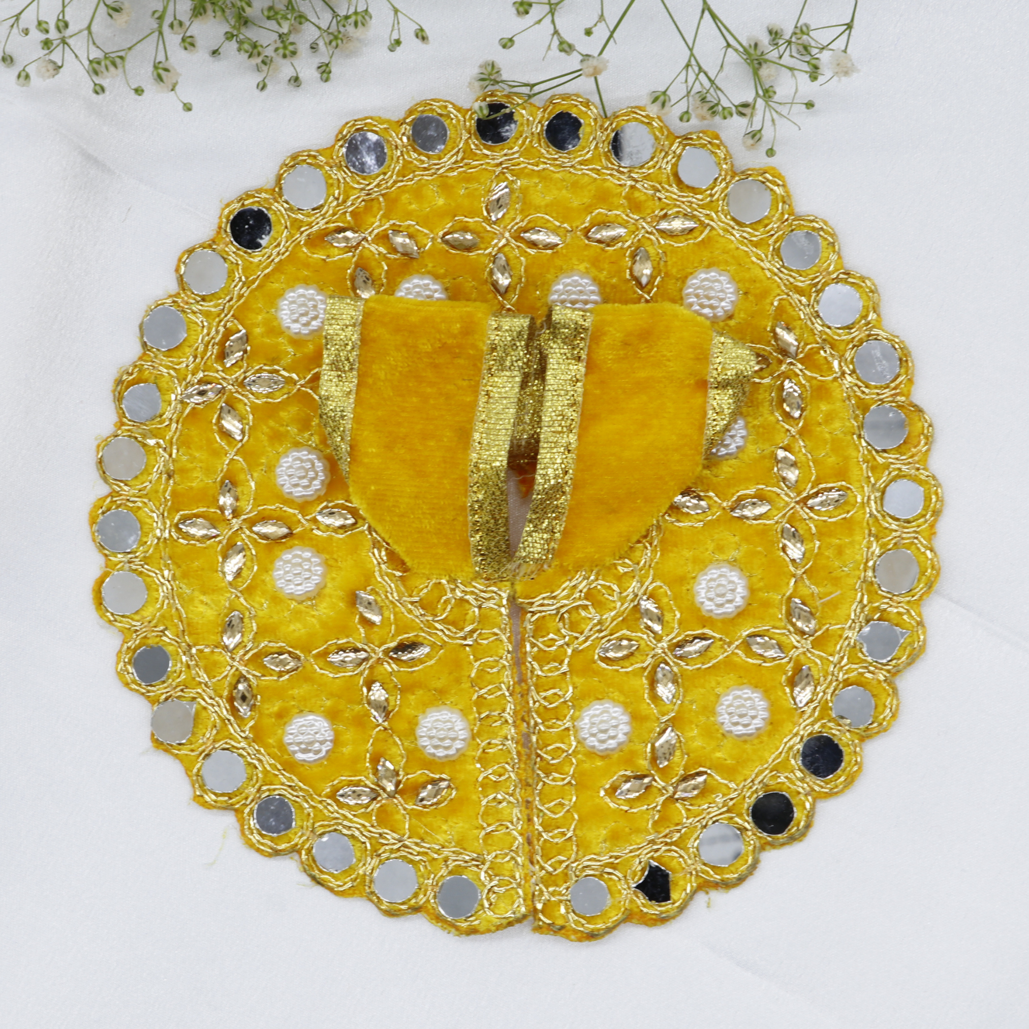 Makhmali Moti Mirror Work Laddu Gopal Dress