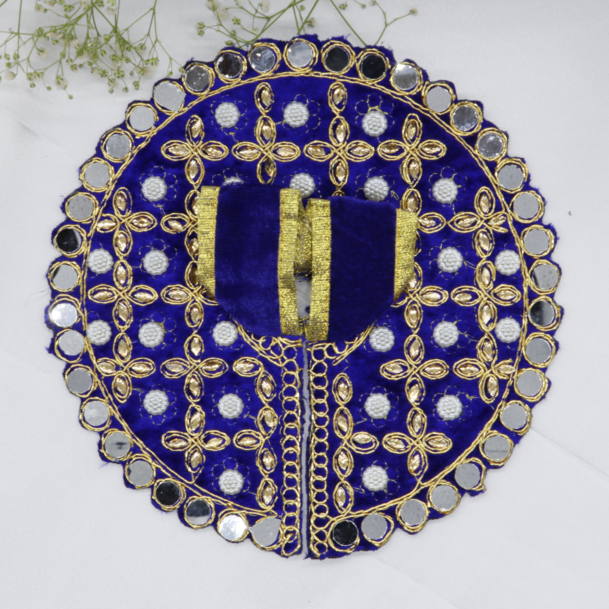 Makhmali Moti Mirror Work Laddu Gopal Dress