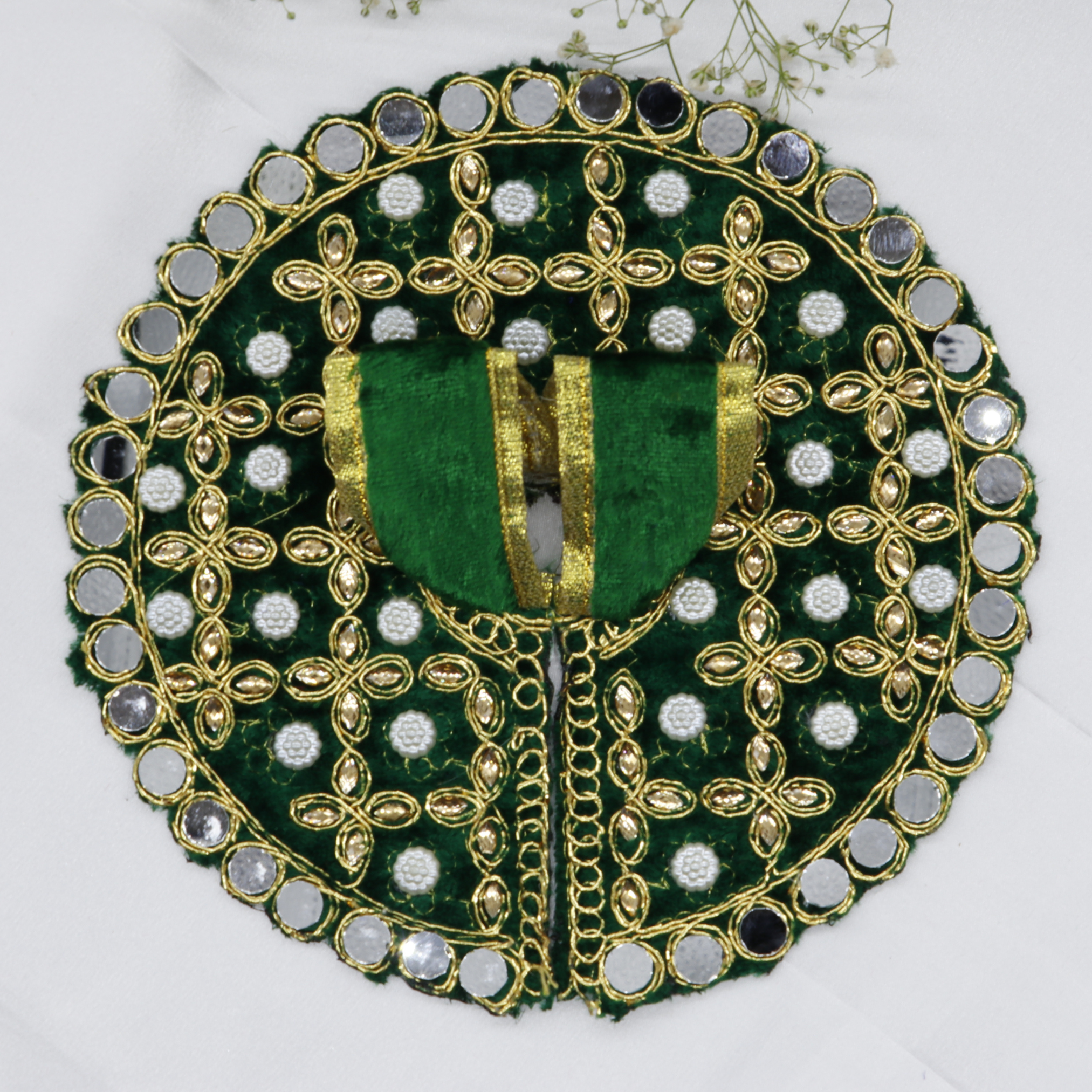 Makhmali Moti Mirror Work Laddu Gopal Dress