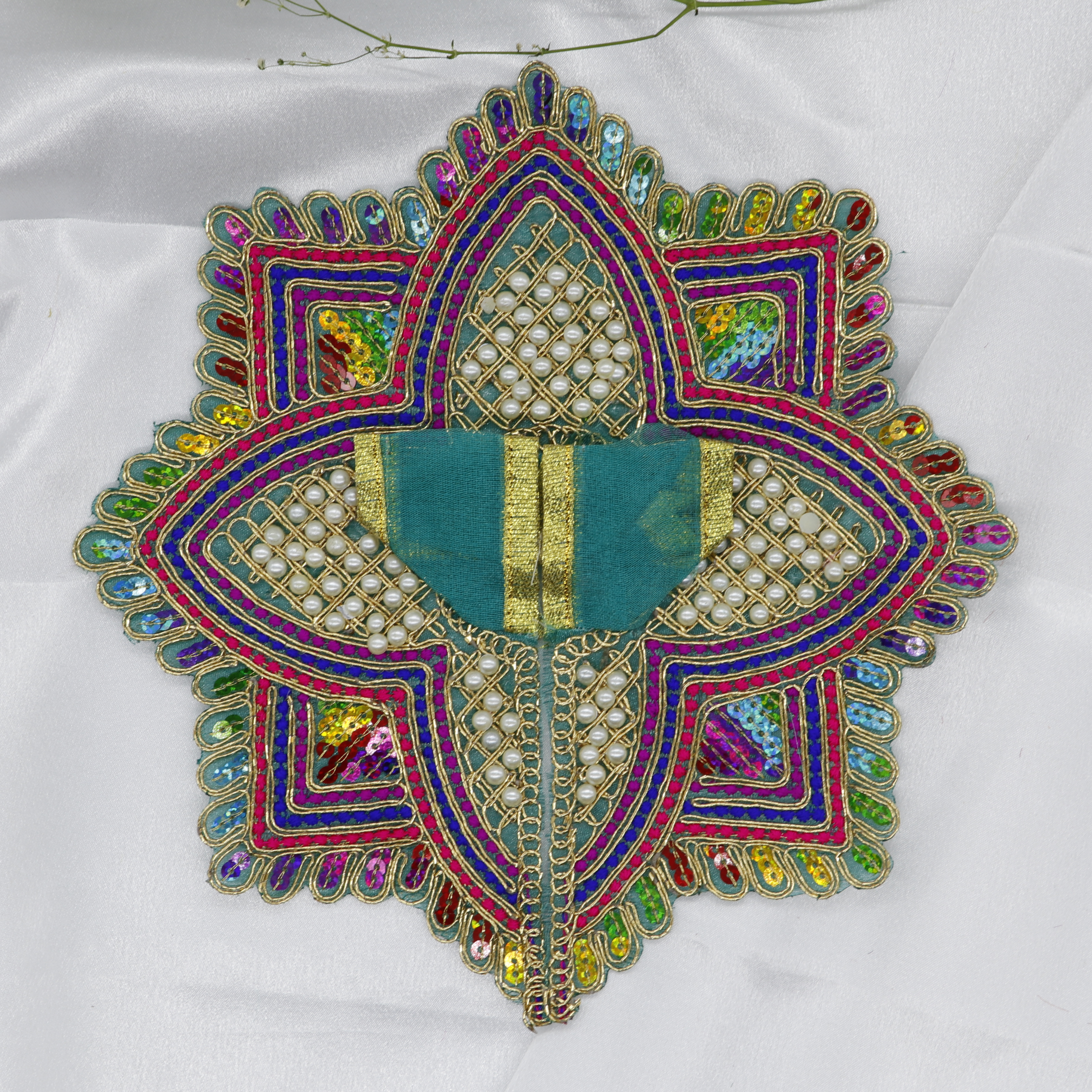 Moti Mandal Design Net Fabric Laddu Gopal Dress