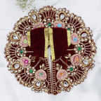 હીરા મોતી વેલ્વેટ બેઝ લાડુ ગોપાલ ડ્રેસ