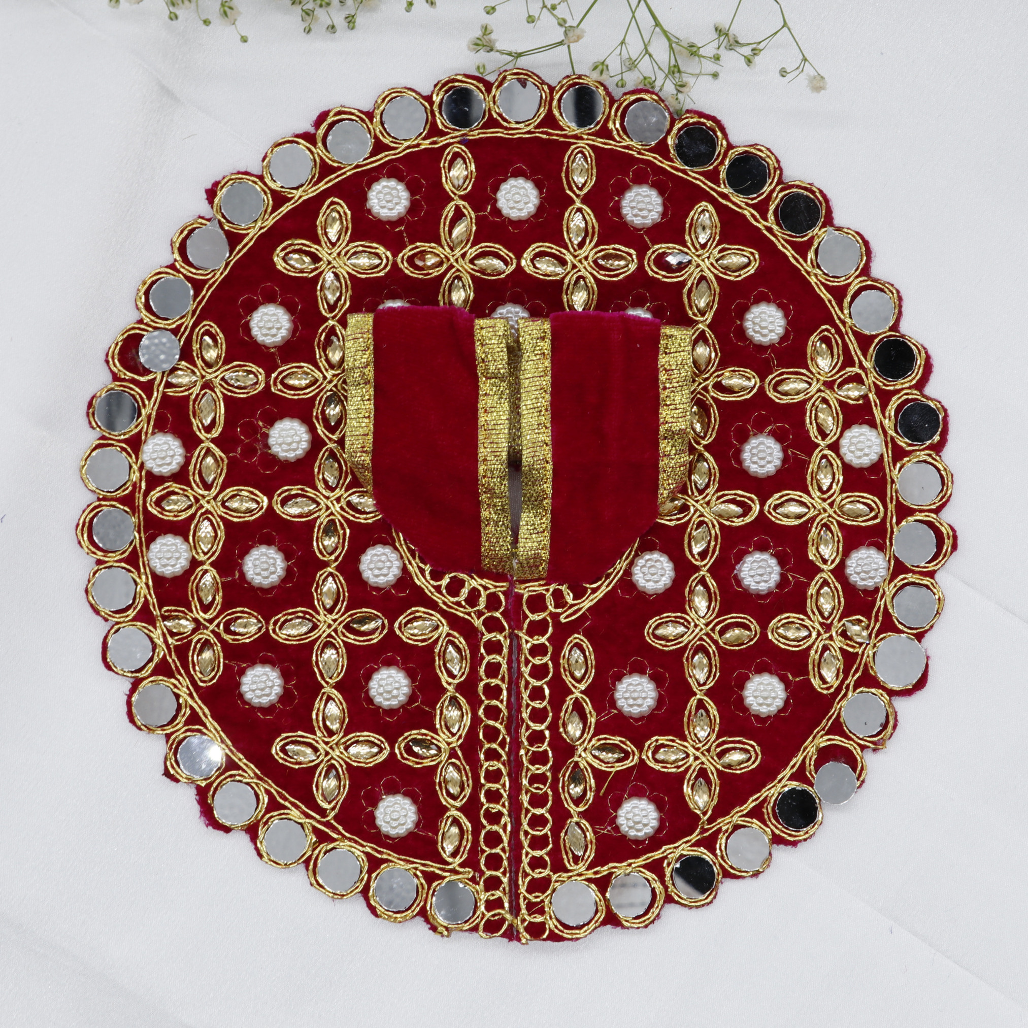 Makhmali Moti Mirror Work Laddu Gopal Dress