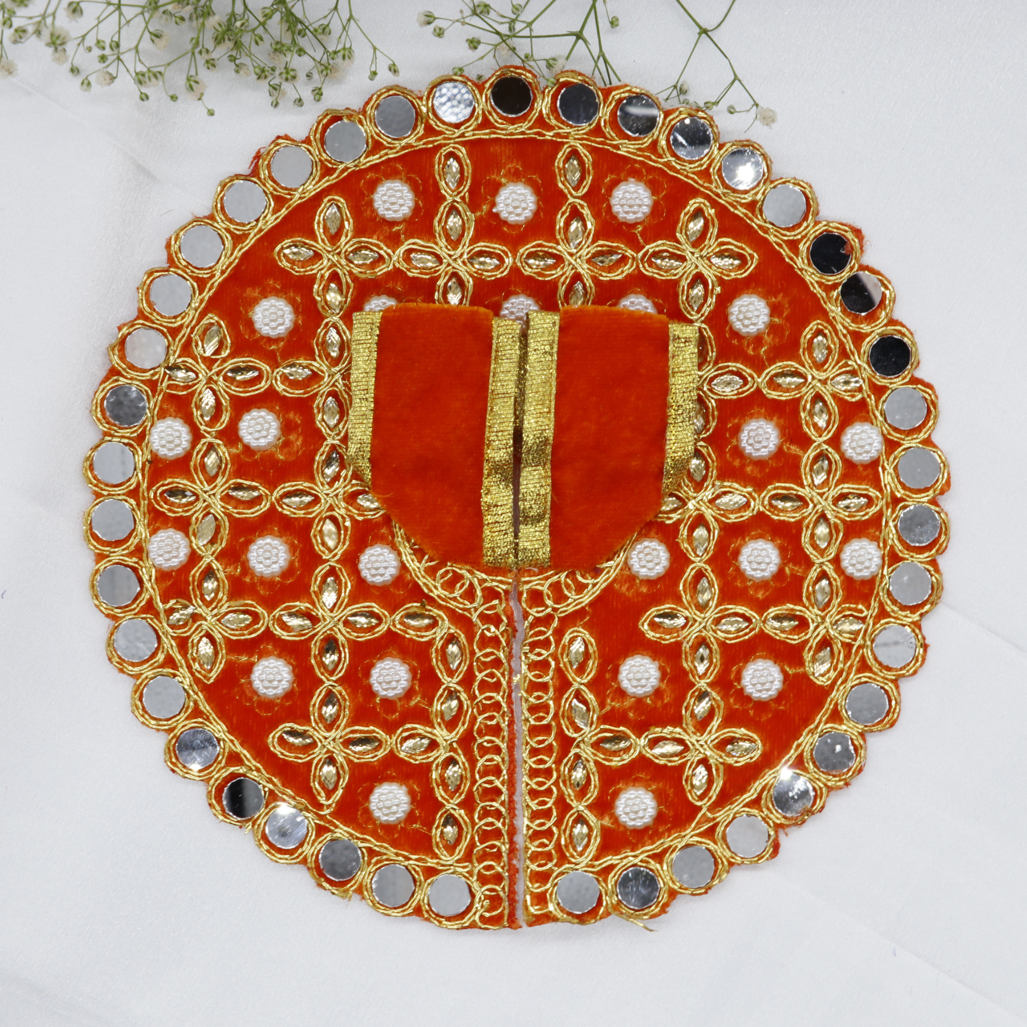 Makhmali Moti Mirror Work Laddu Gopal Dress