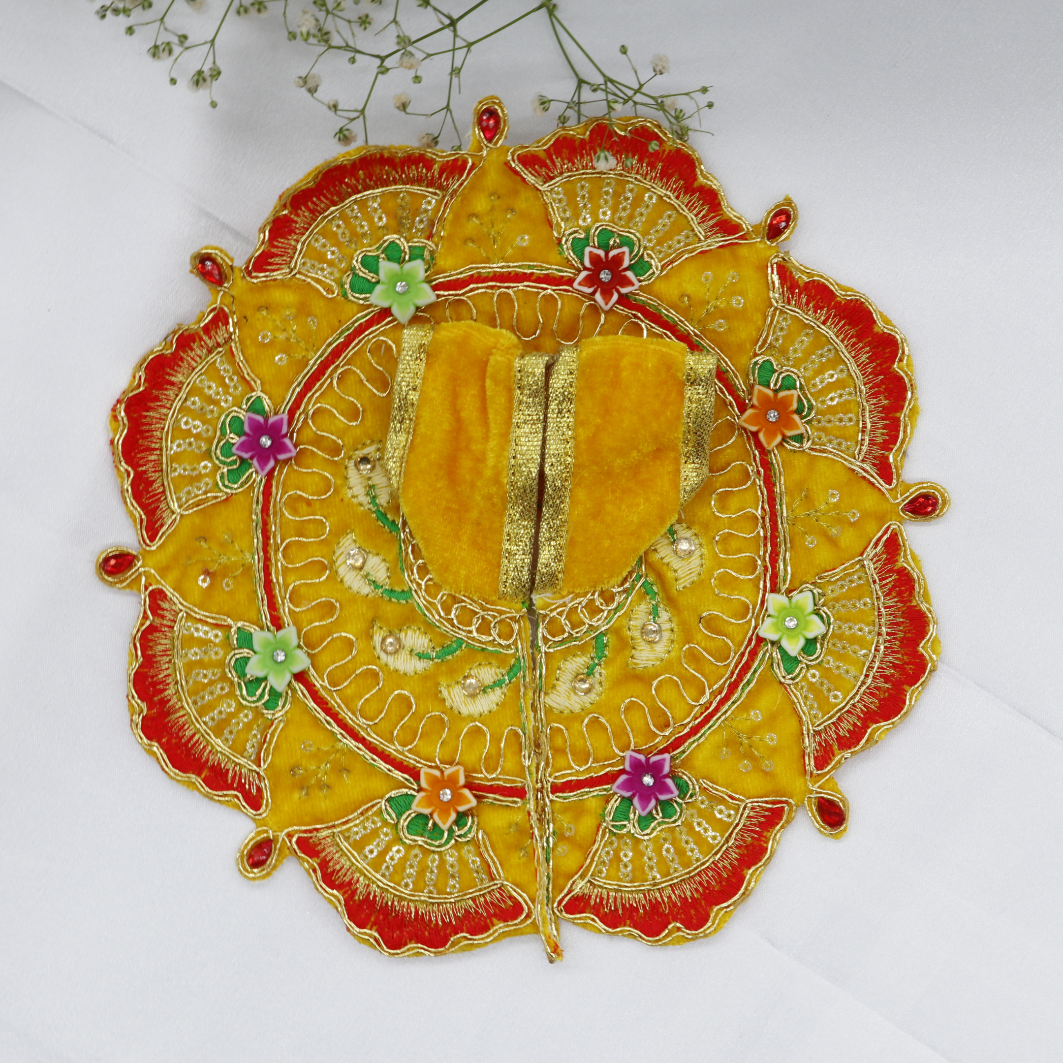 Phool Patti Zari Work Laddu Gopal Dress