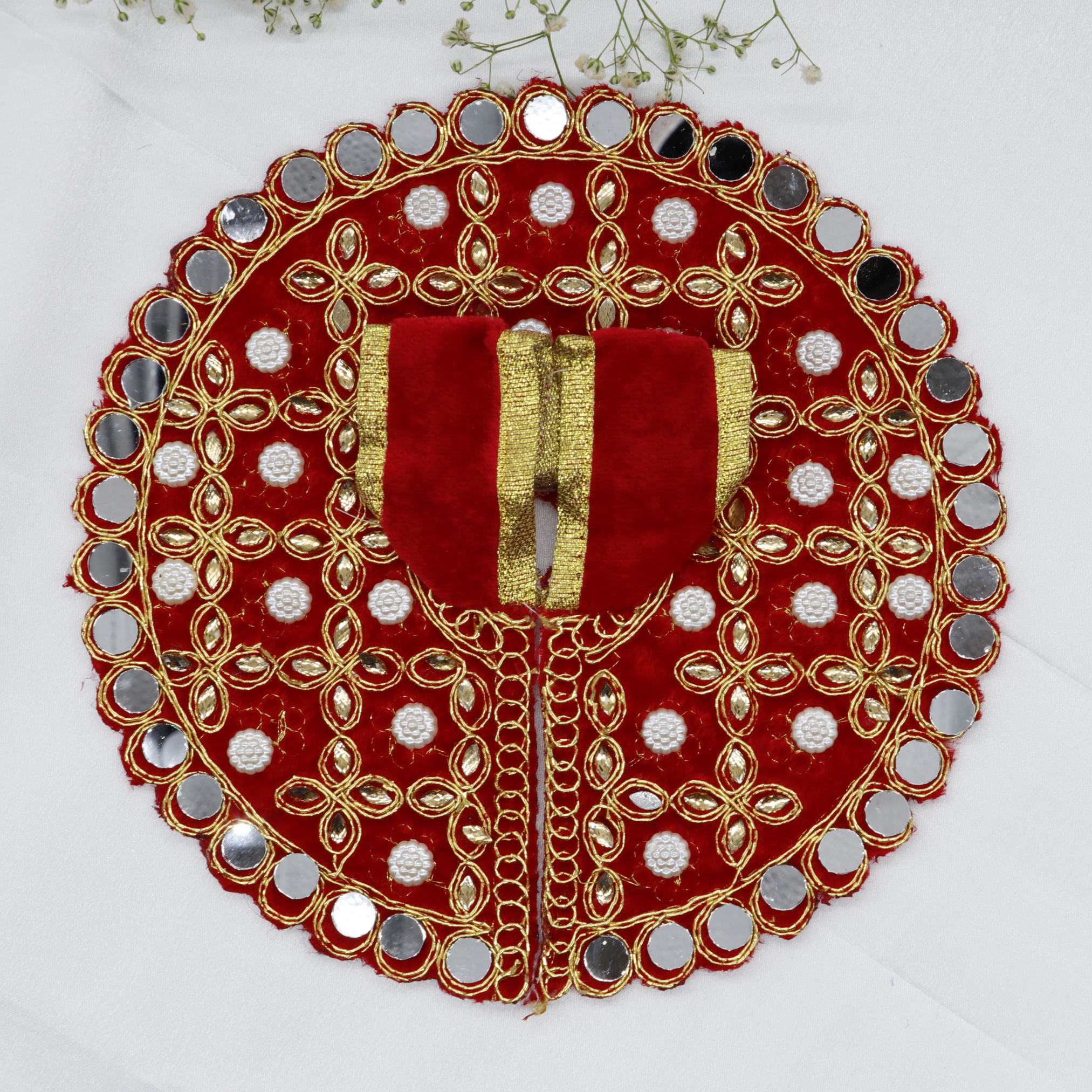 Makhmali Moti Mirror Work Laddu Gopal Dress