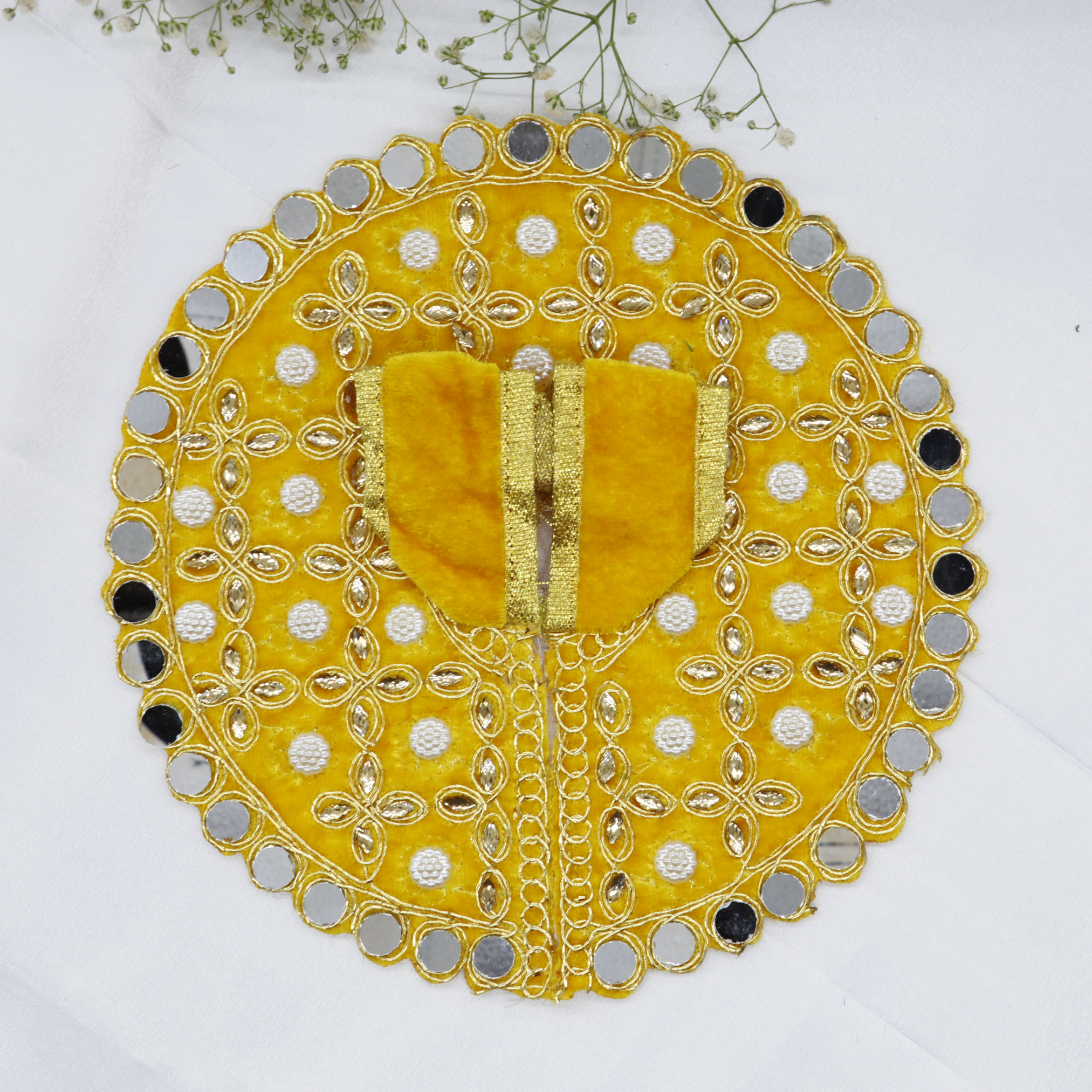 Makhmali Moti Mirror Work Laddu Gopal Dress