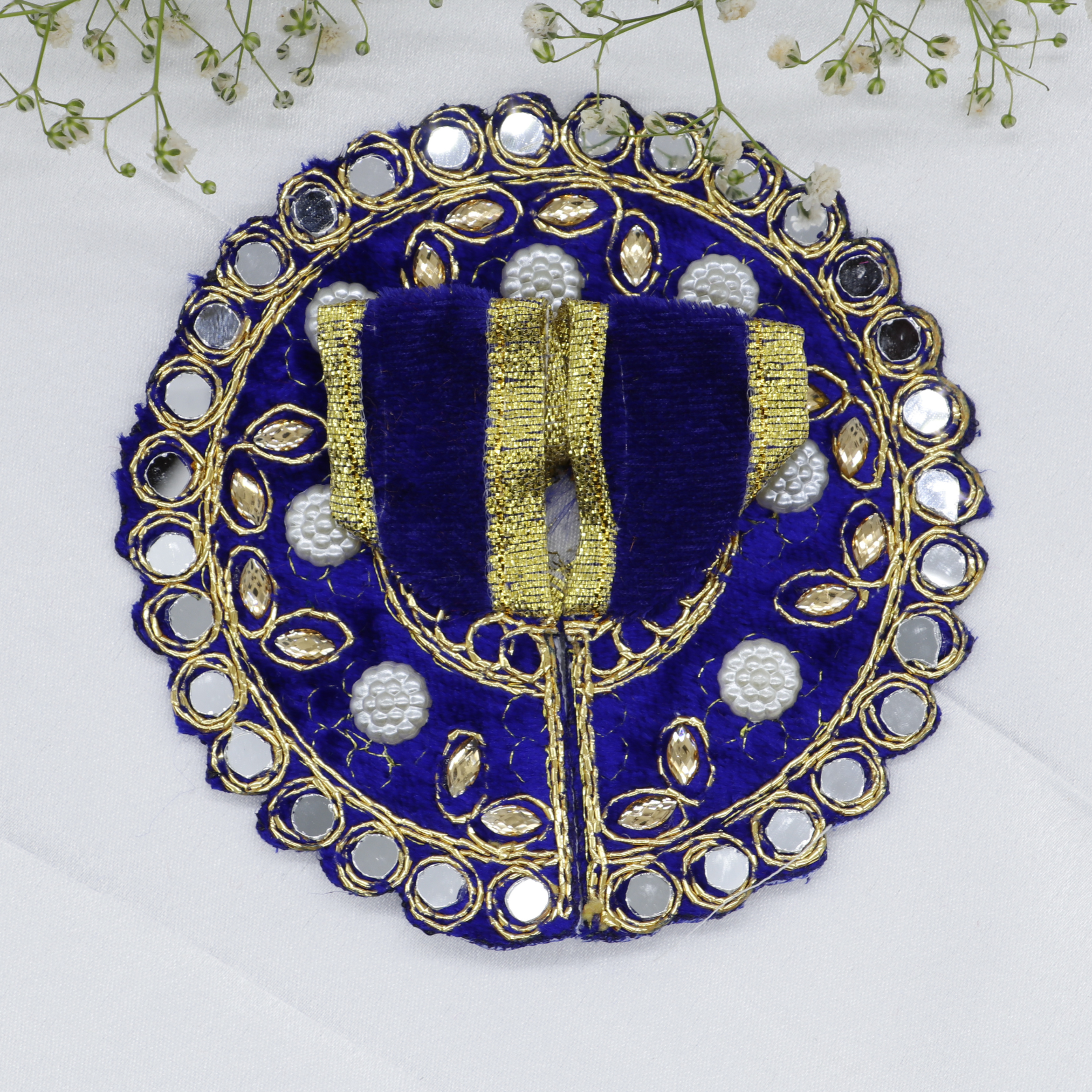 Makhmali Moti Mirror Work Laddu Gopal Dress