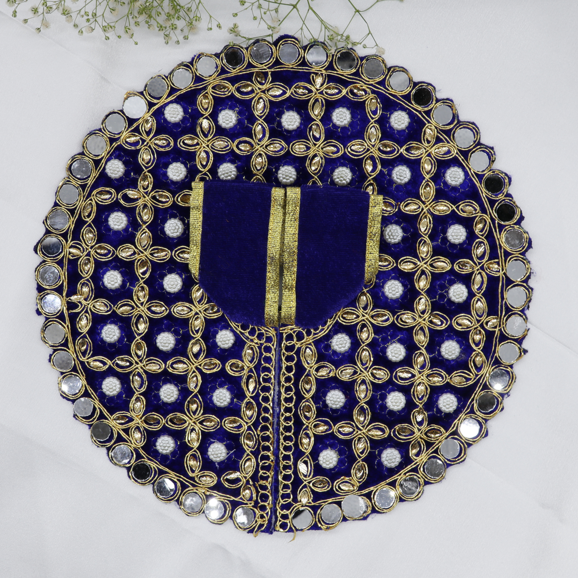 Makhmali Moti Mirror Work Laddu Gopal Dress