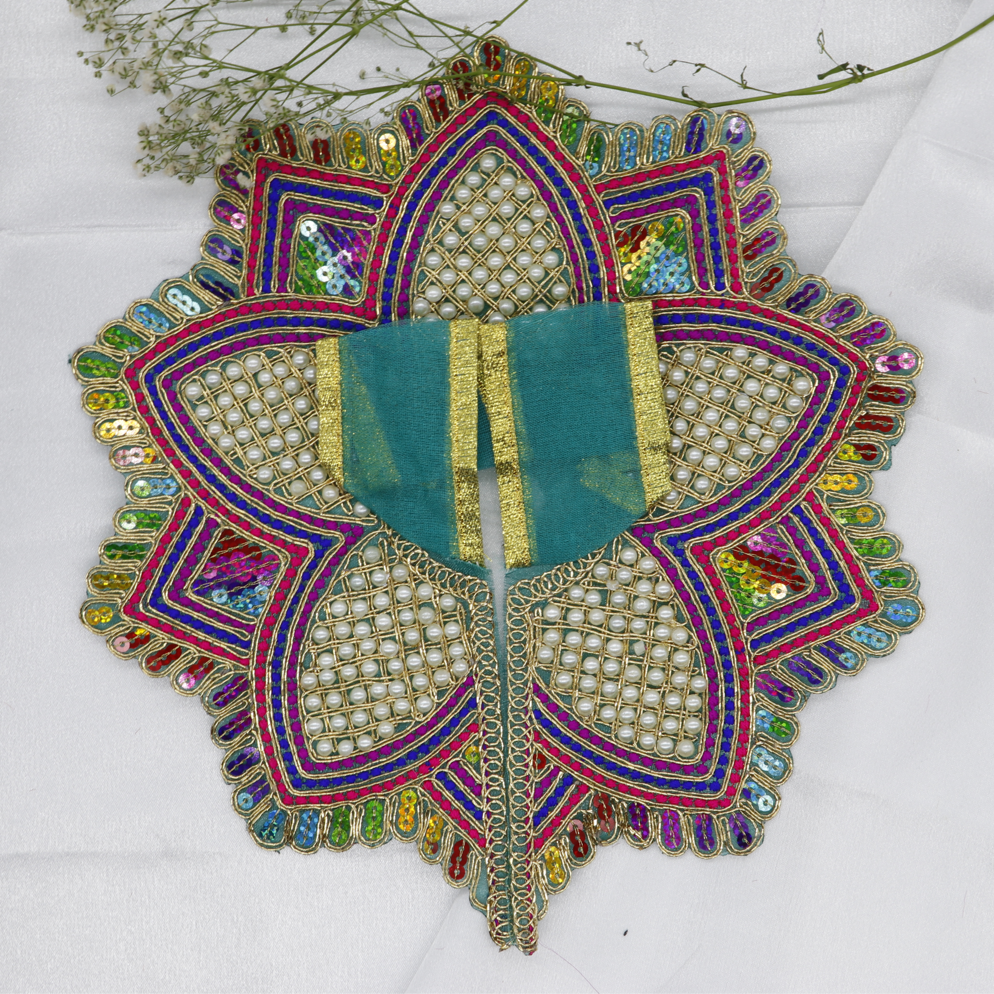 Moti Mandal Design Net Fabric Laddu Gopal Dress