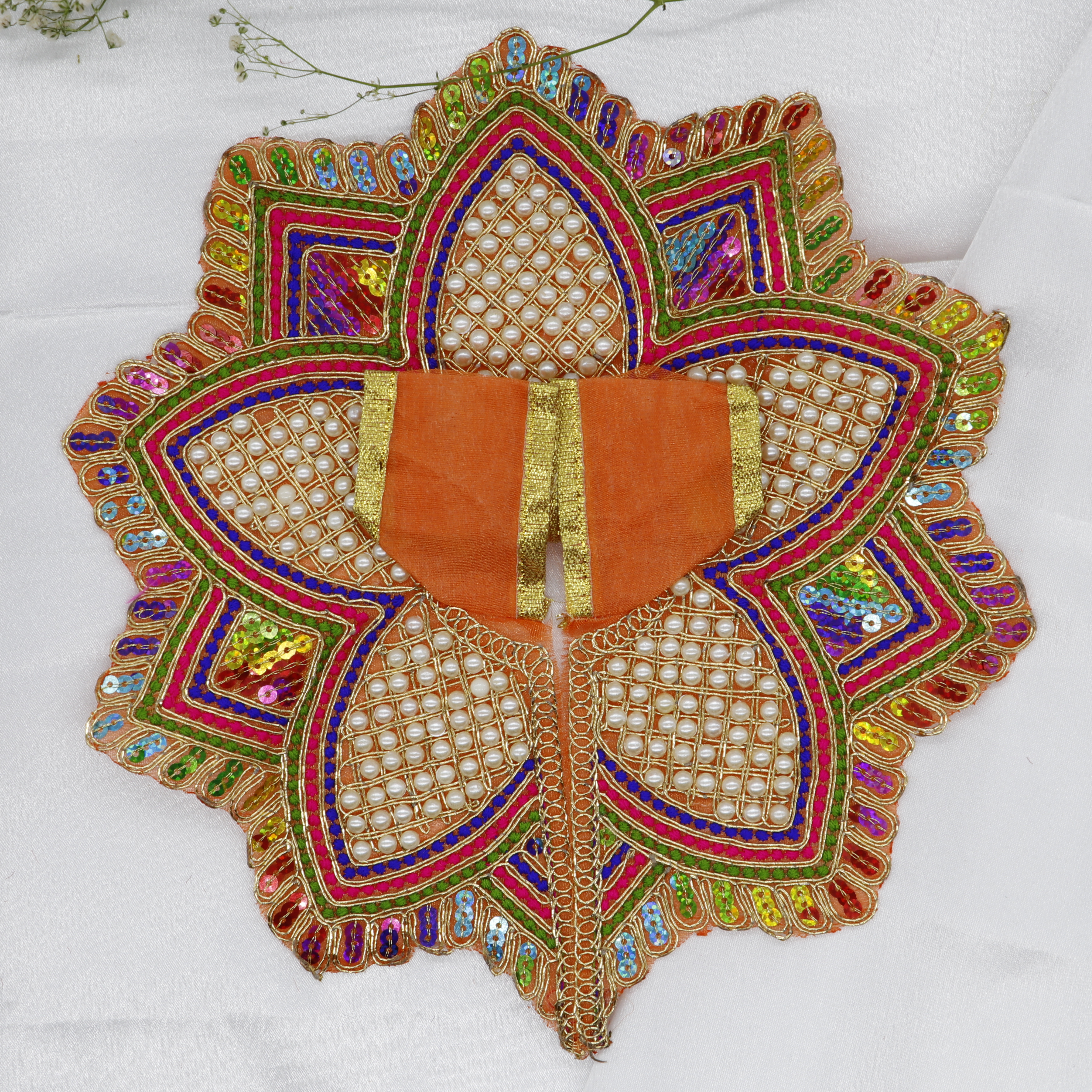 Moti Mandal Design Net Fabric Laddu Gopal Dress