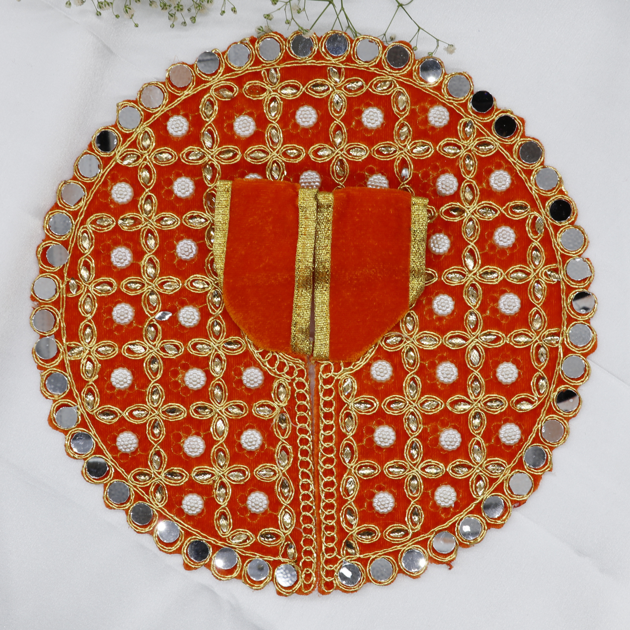 Makhmali Moti Mirror Work Laddu Gopal Dress