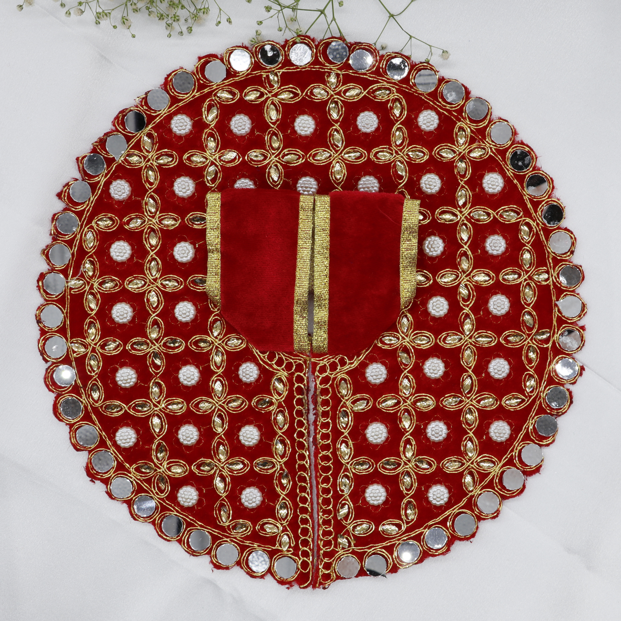 Makhmali Moti Mirror Work Laddu Gopal Dress