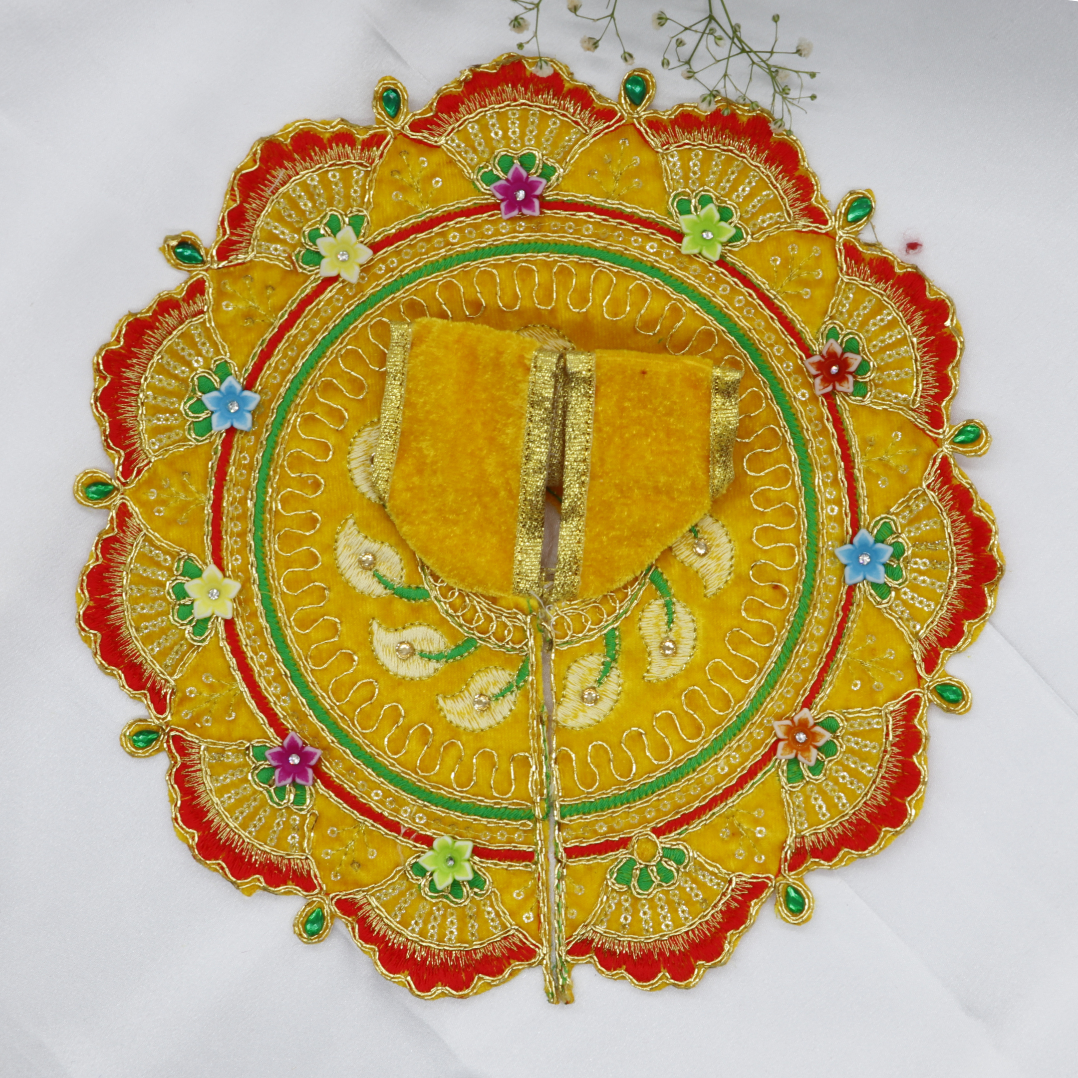 Phool Patti Zari Work Laddu Gopal Dress