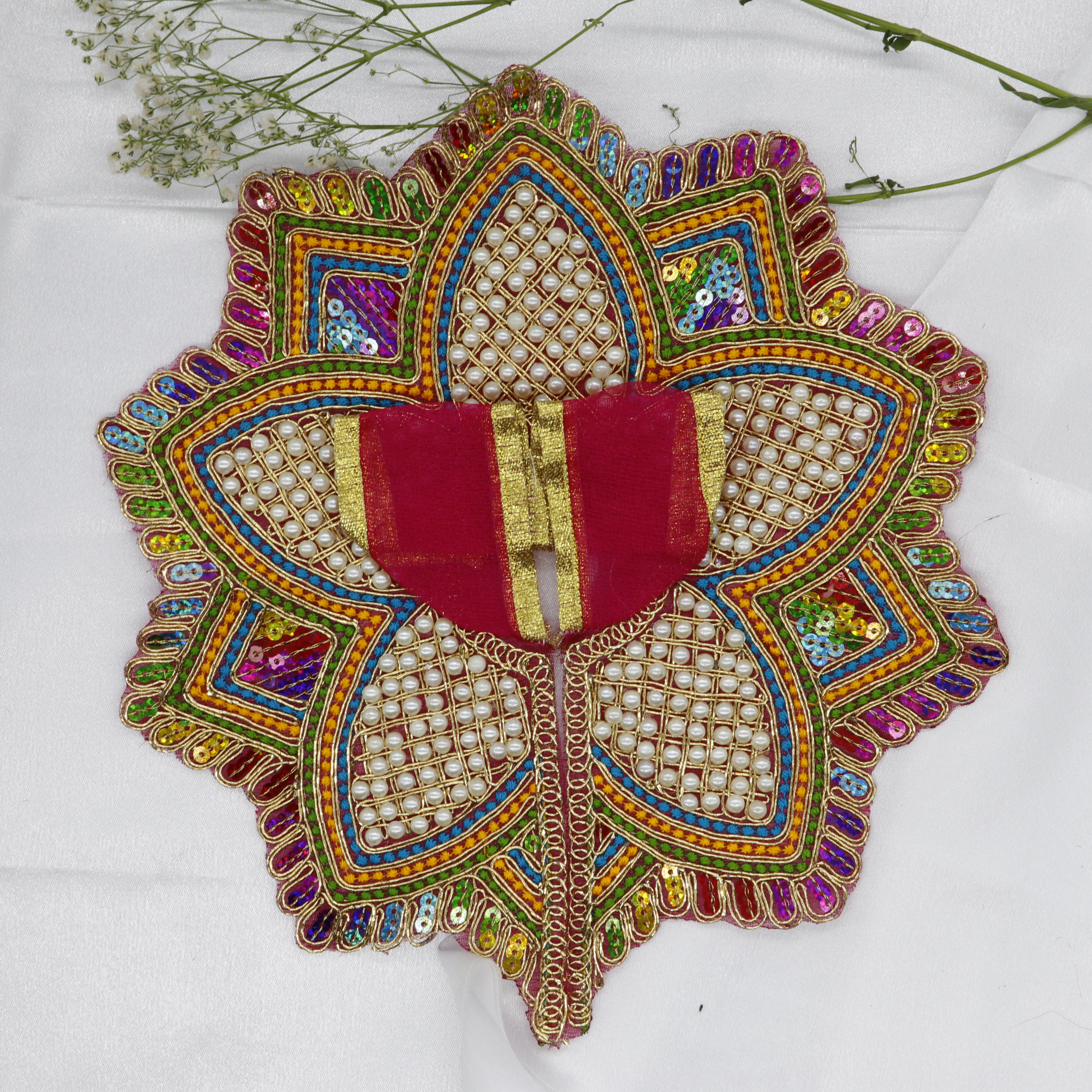 Moti Mandal Design Net Fabric Laddu Gopal Dress