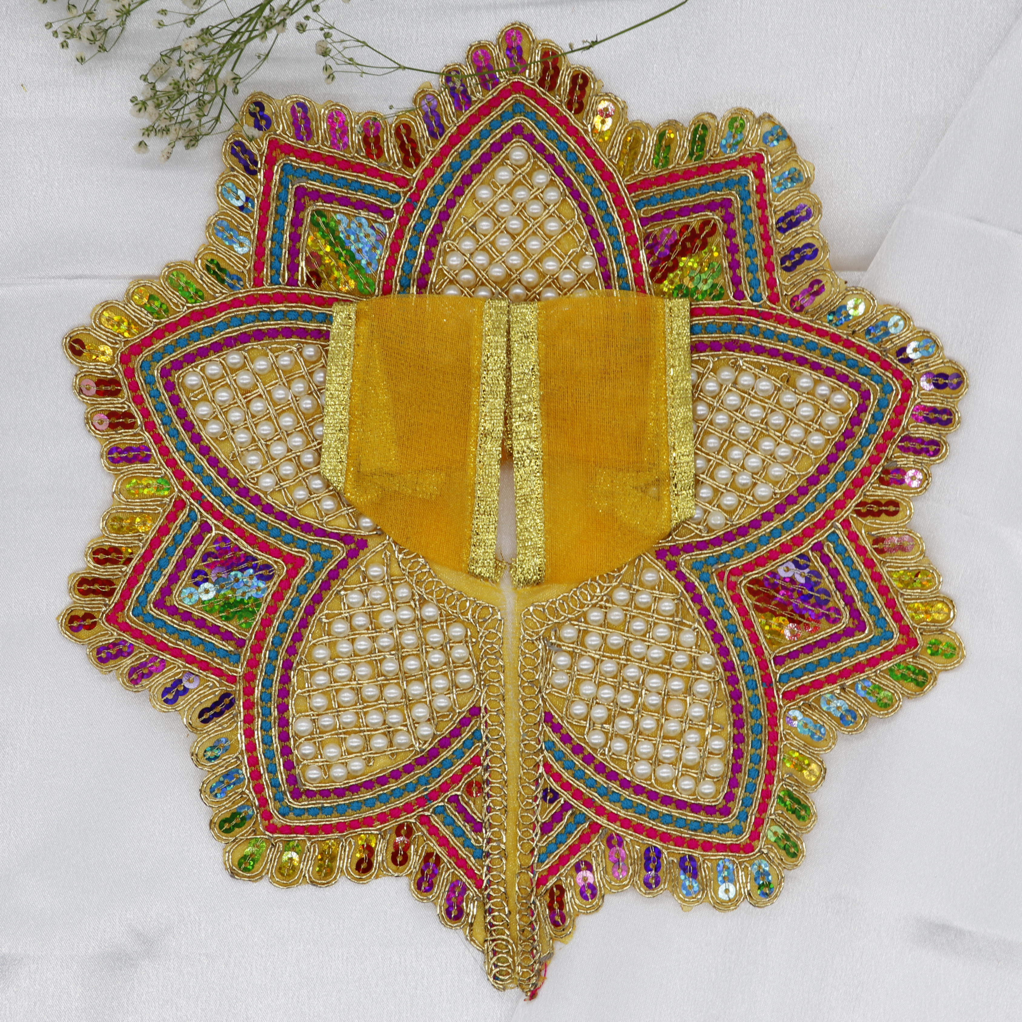 Moti Mandal Design Net Fabric Laddu Gopal Dress