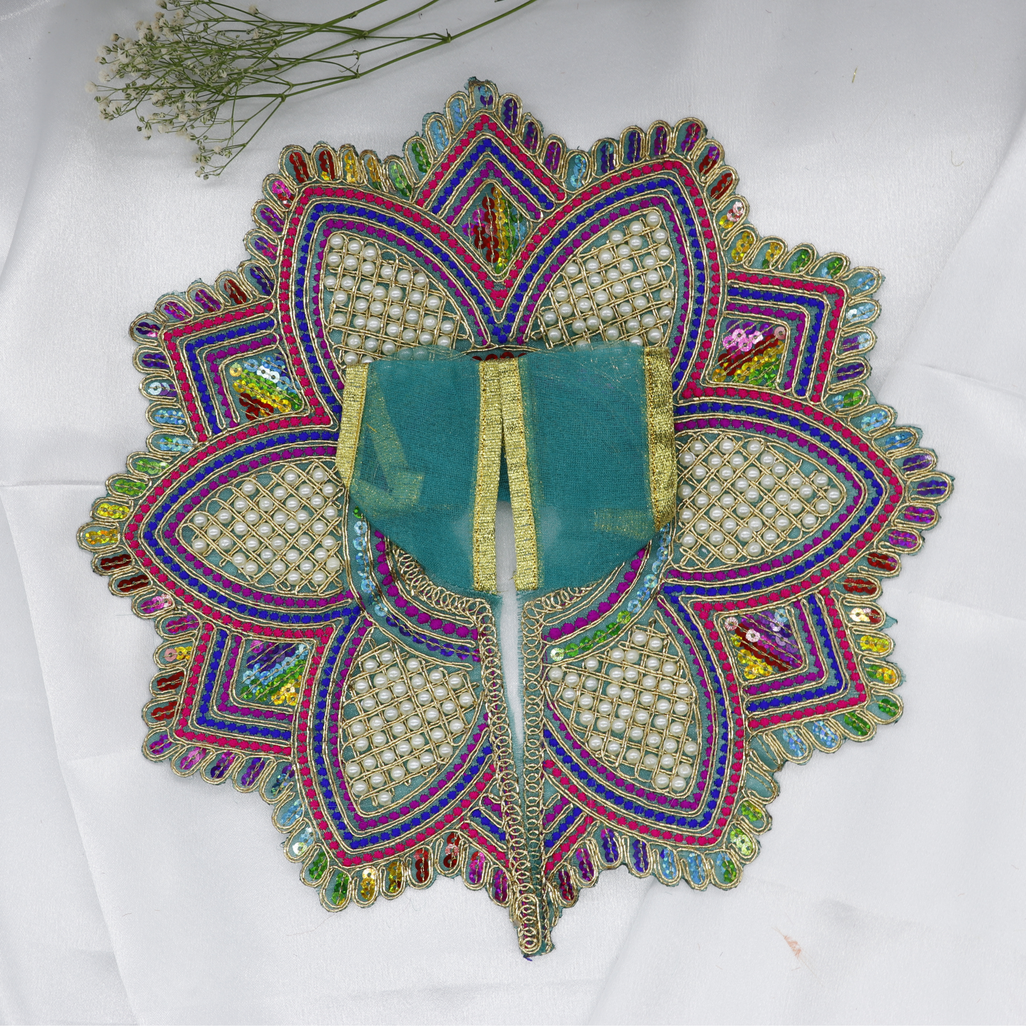 Moti Mandal Design Net Fabric Laddu Gopal Dress