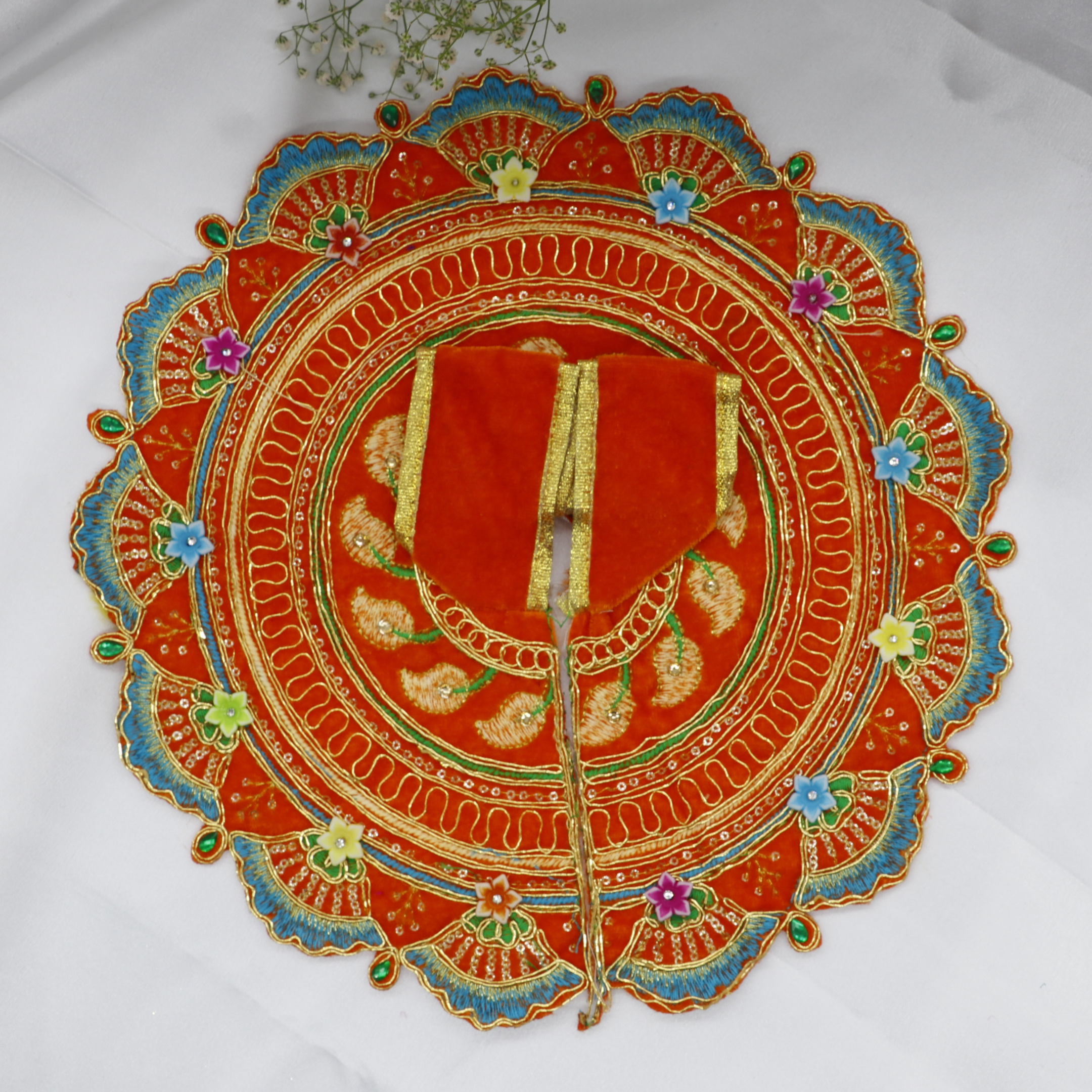 Phool Patti Zari Work Laddu Gopal Dress