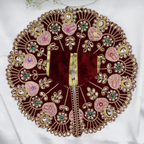 હીરા મોતી વેલ્વેટ બેઝ લાડુ ગોપાલ ડ્રેસ