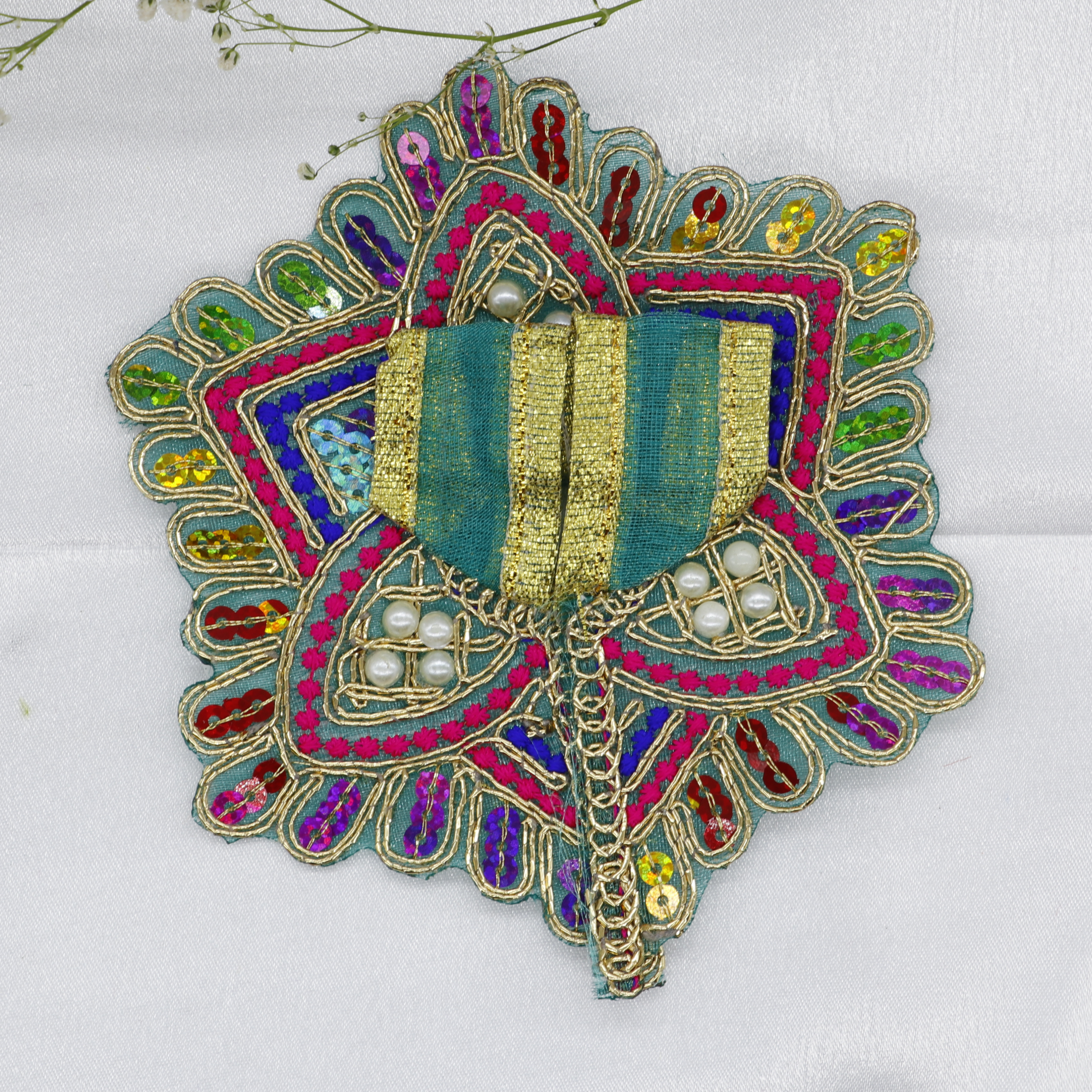 Moti Mandal Design Net Fabric Laddu Gopal Dress