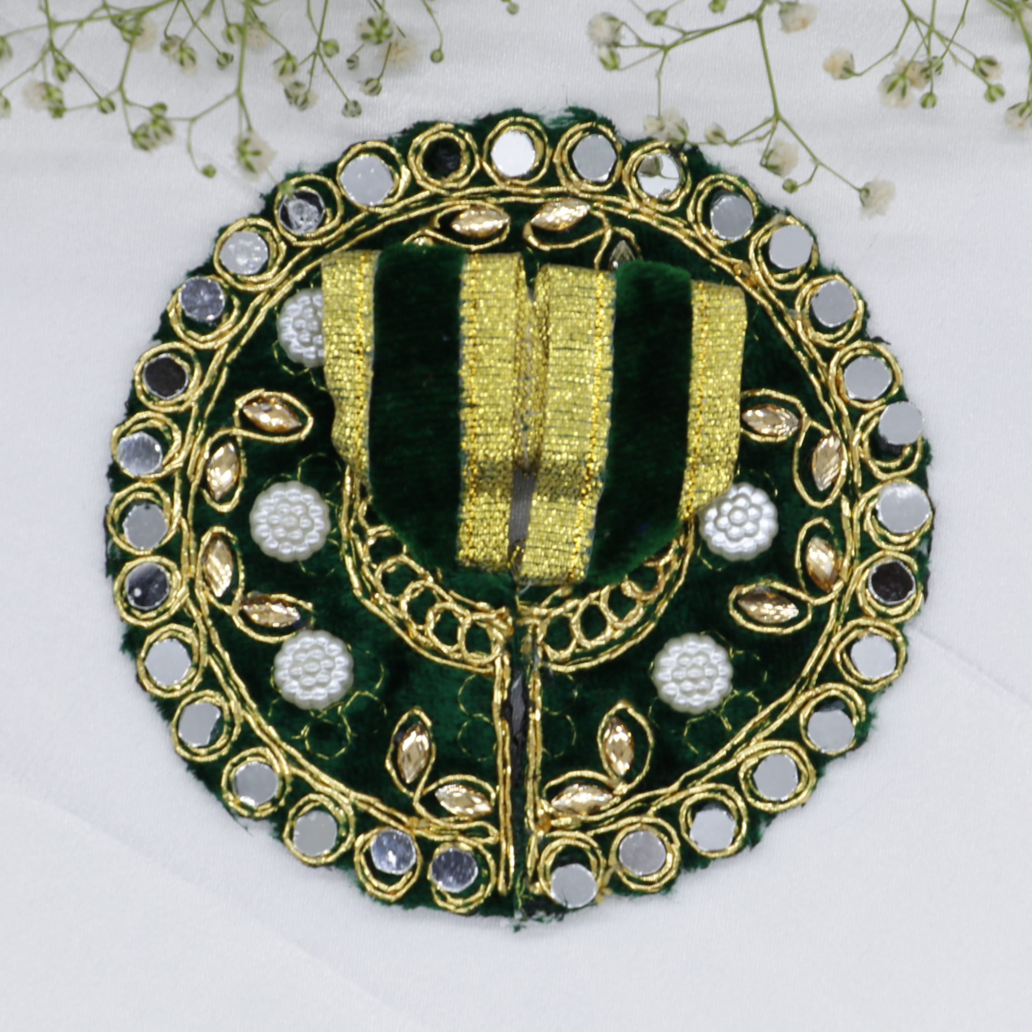 Makhmali Moti Mirror Work Laddu Gopal Dress