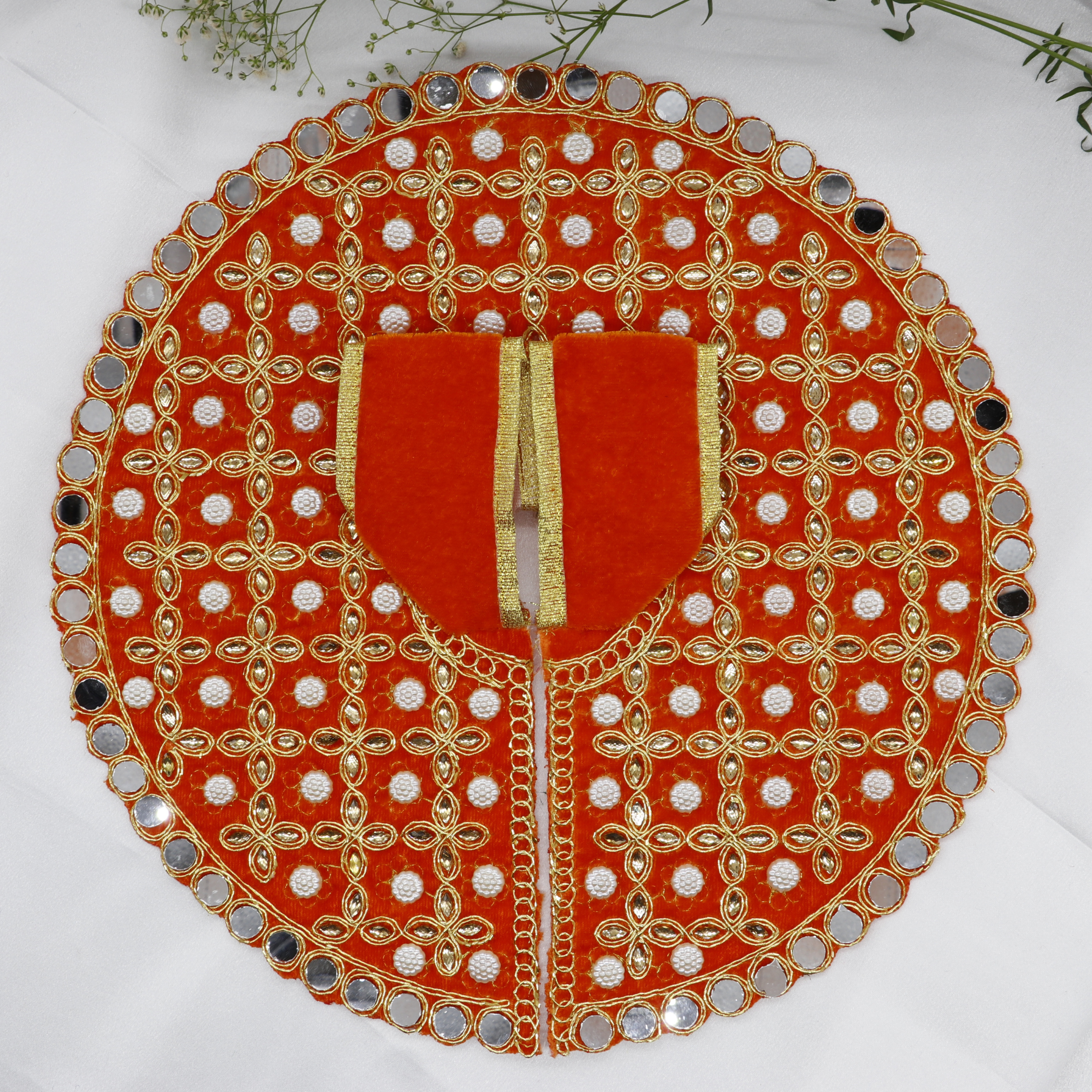 Makhmali Moti Mirror Work Laddu Gopal Dress