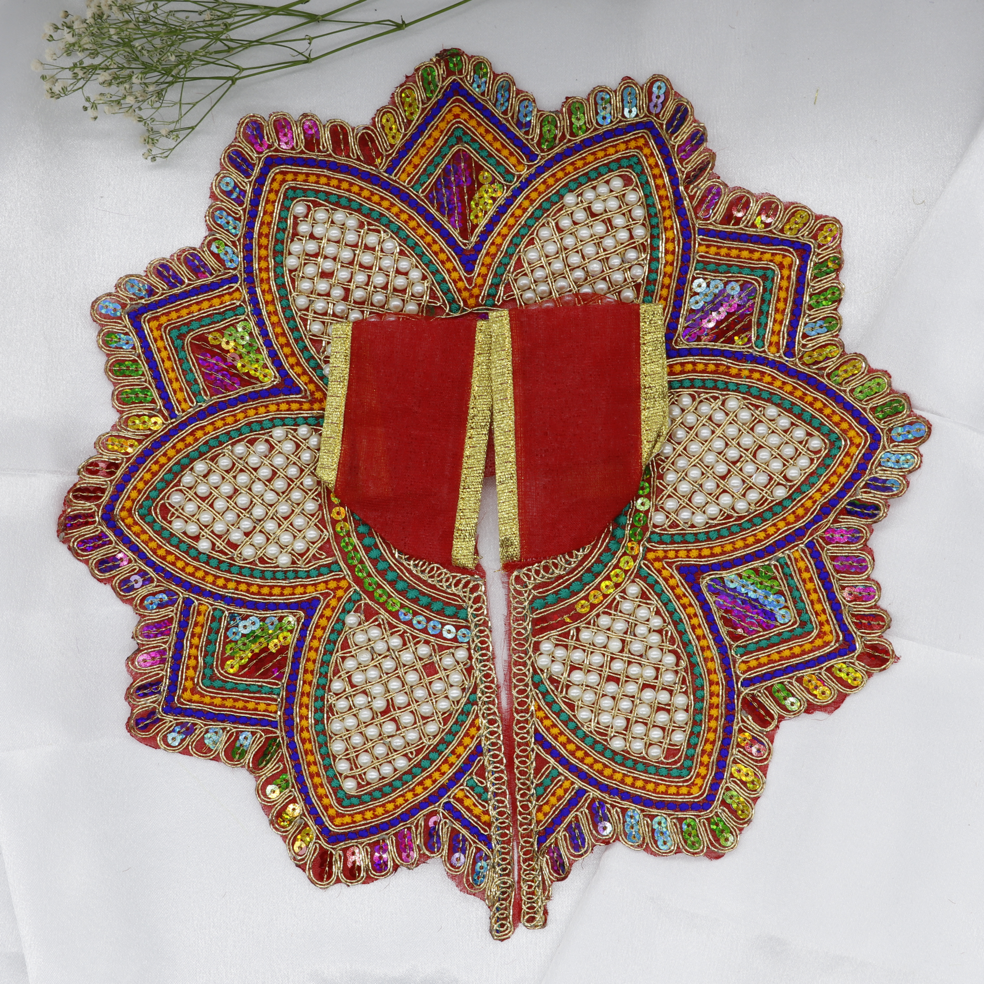 Moti Mandal Design Net Fabric Laddu Gopal Dress