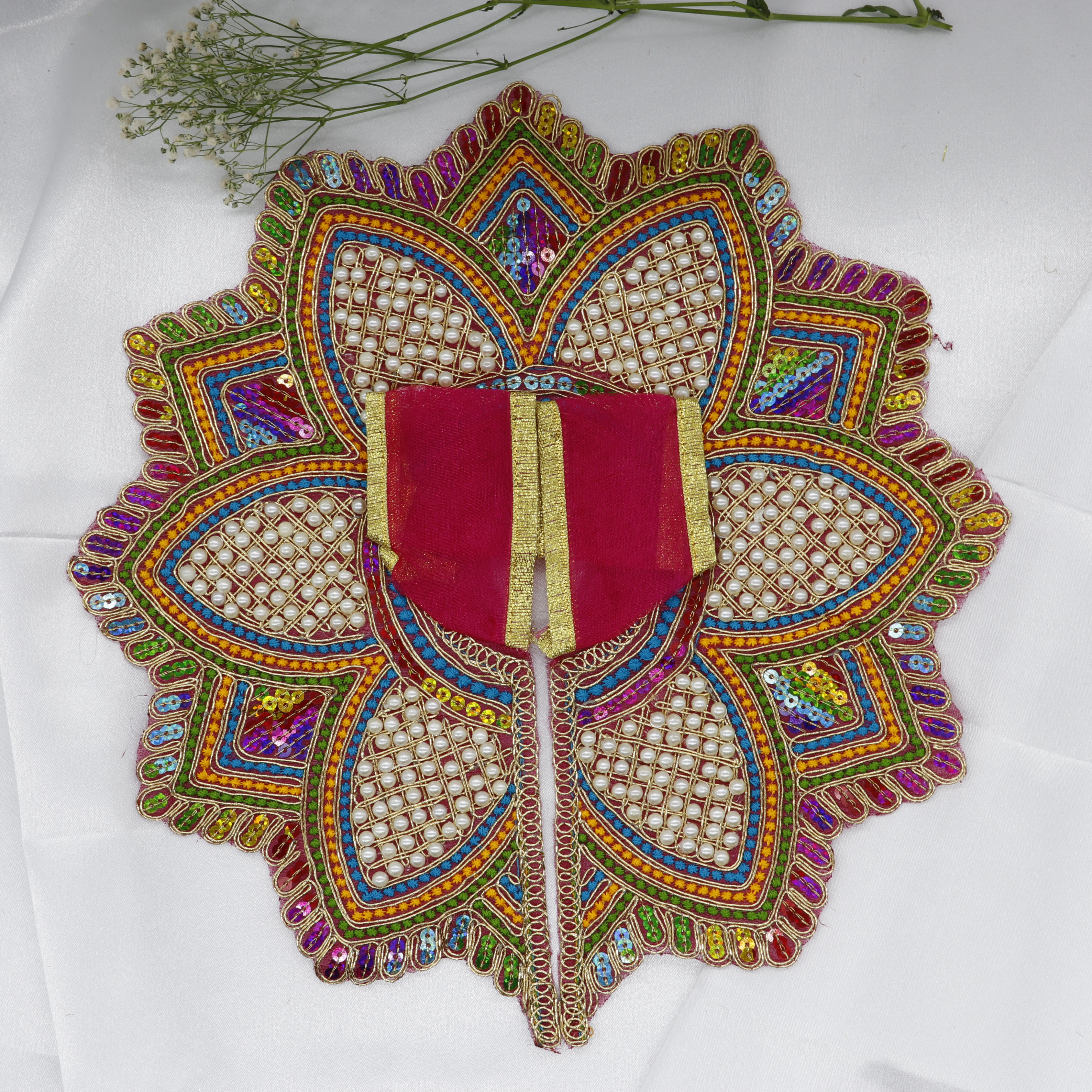 Moti Mandal Design Net Fabric Laddu Gopal Dress