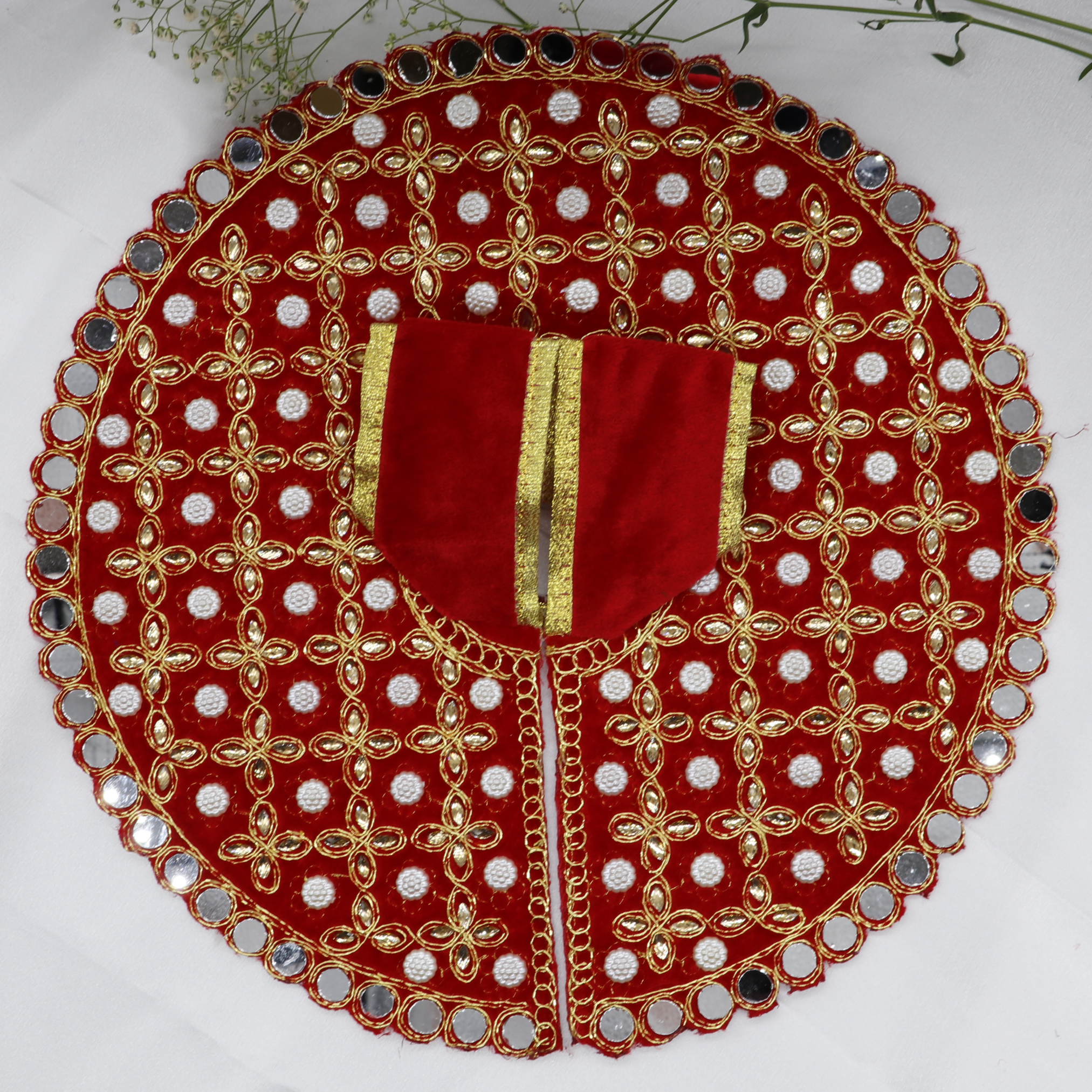 Makhmali Moti Mirror Work Laddu Gopal Dress